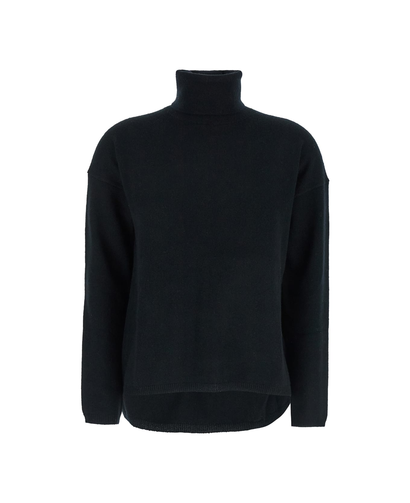 Allude Black High Neck Sweater With Dropped Shoulders In Cashmere Woman - Black