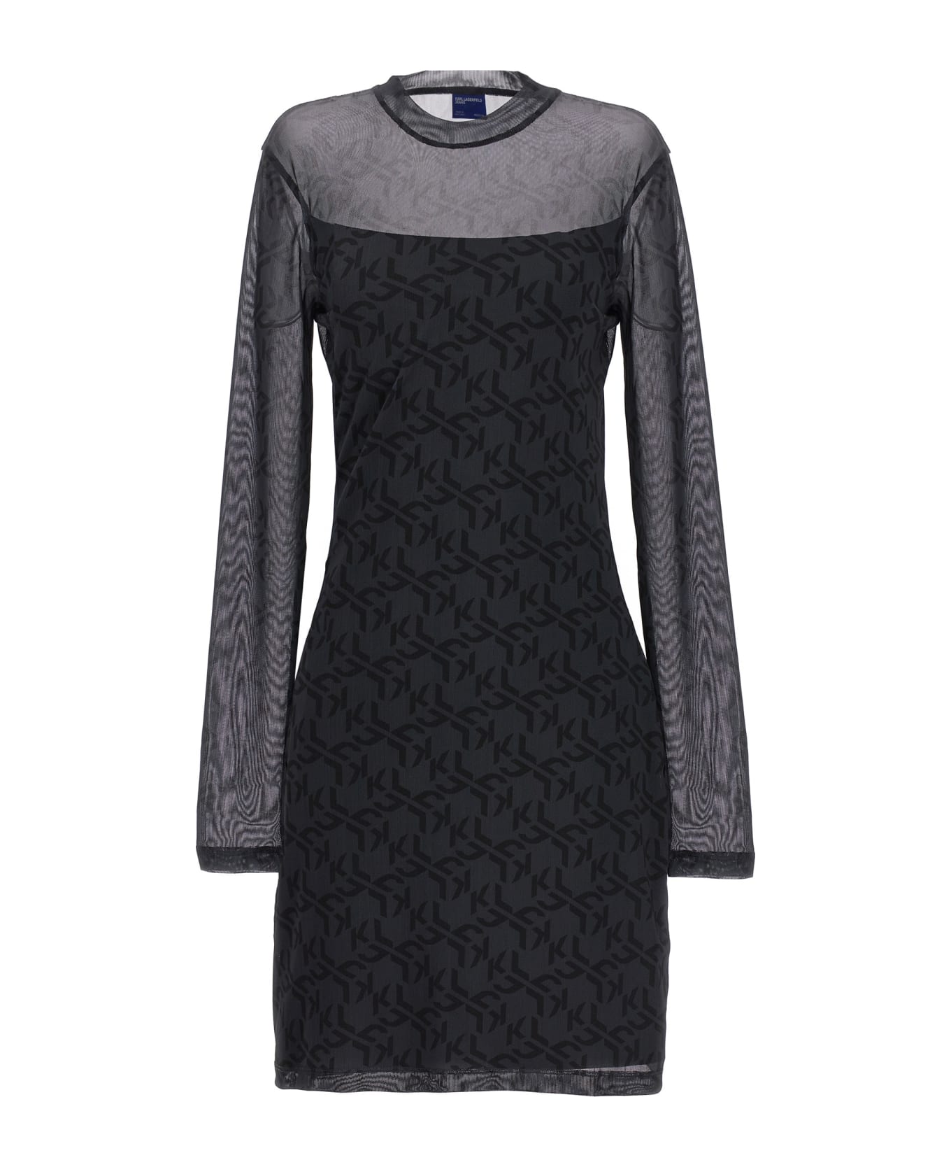 Karl Lagerfeld 'mesh Monogram' Dress - Black  