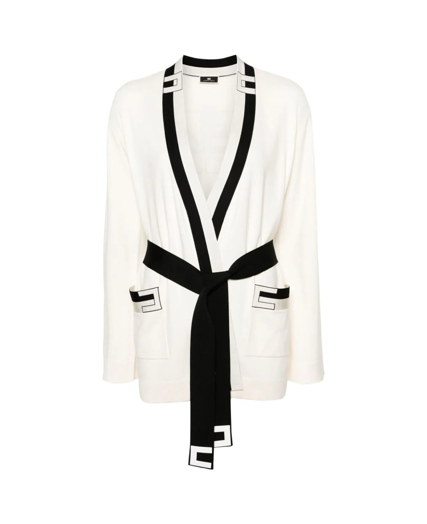 Elisabetta Franchi Kimono Jacket With Belt - Butter