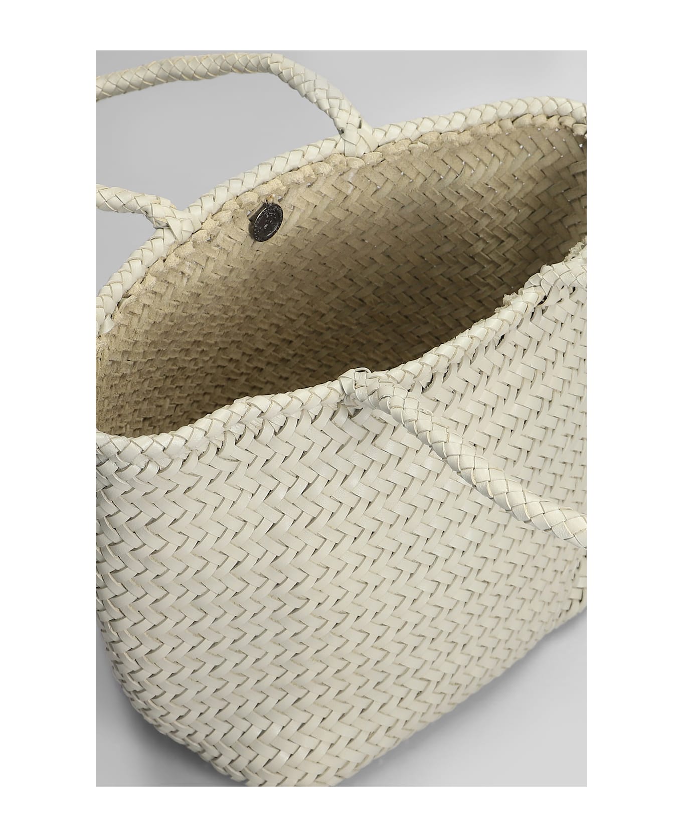 Dragon Diffusion Grace Basket Small Tote In Beige Leather - beige