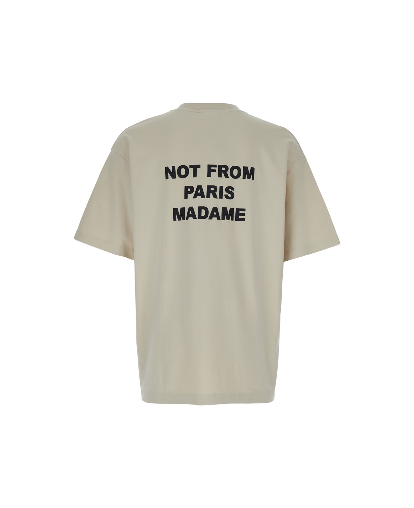 Drôle de Monsieur Beige Crewneck T-shirt With Slogan Print On The Front And Back In Cotton Man - Beige