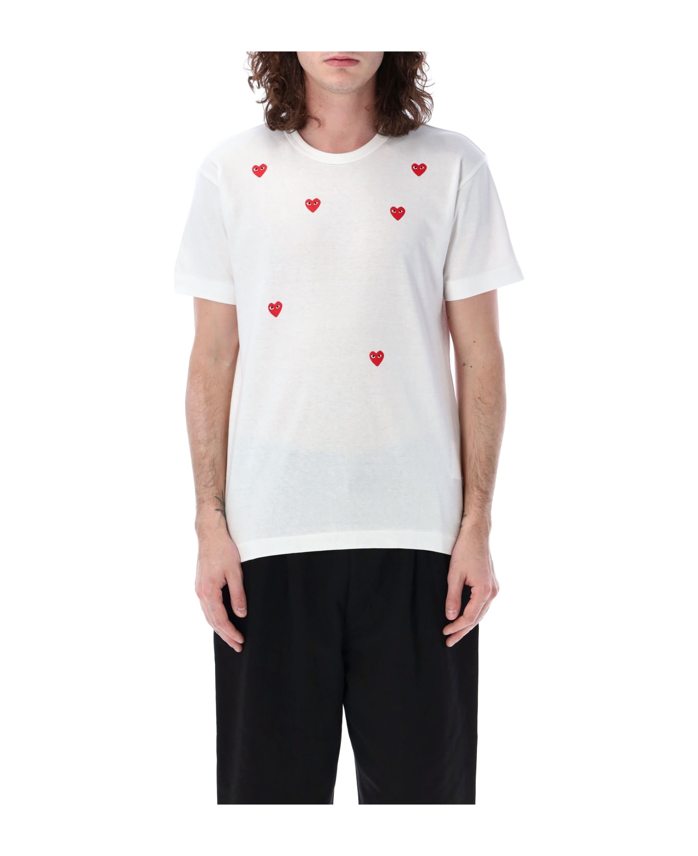 Comme des Garçons Play Red Hearts T-shirt - WHITE Tシャツ