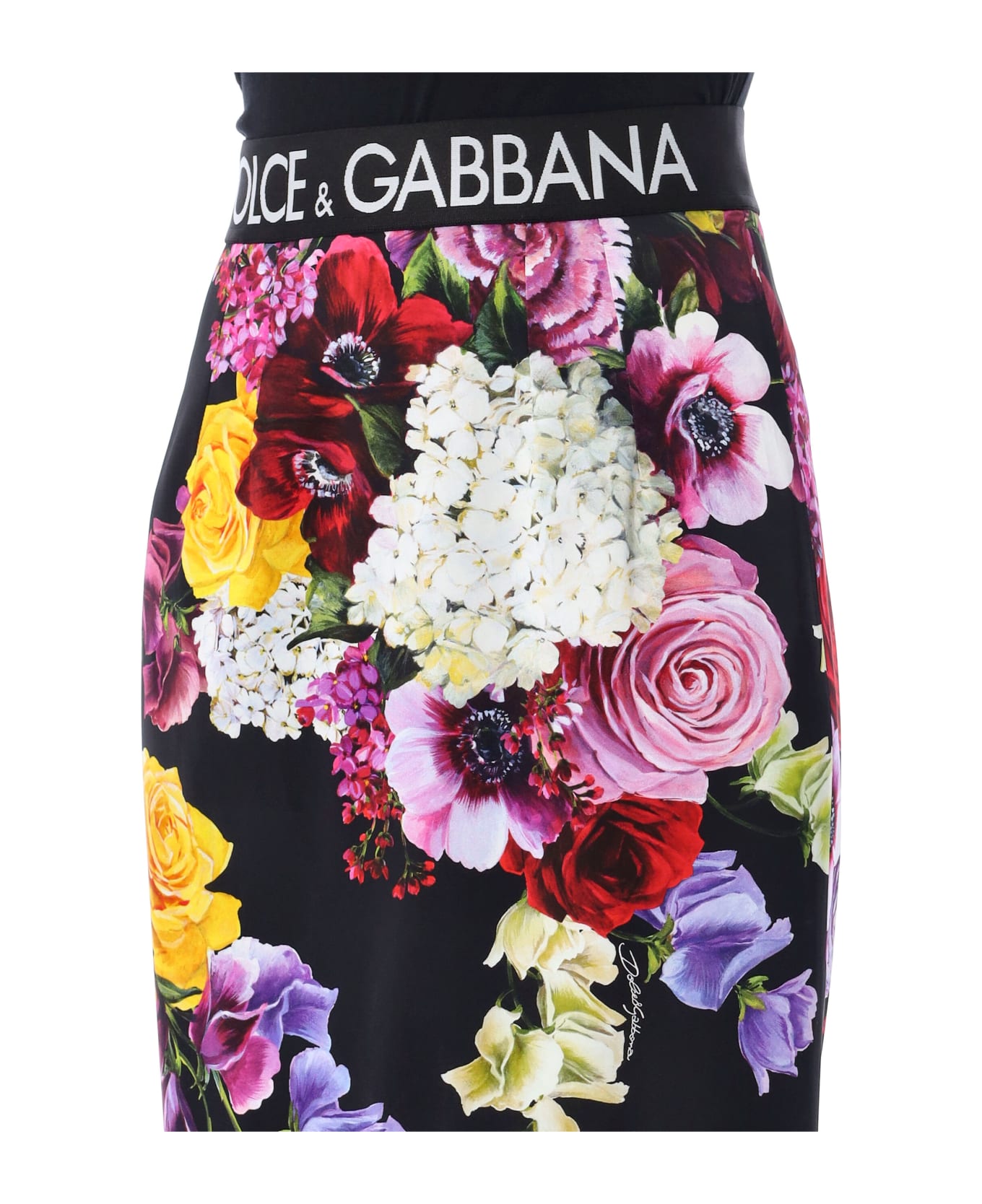 Dolce & Gabbana Hydrangea And Floral Print Midi Skirt - ORTENSIE/FIORI F.NER