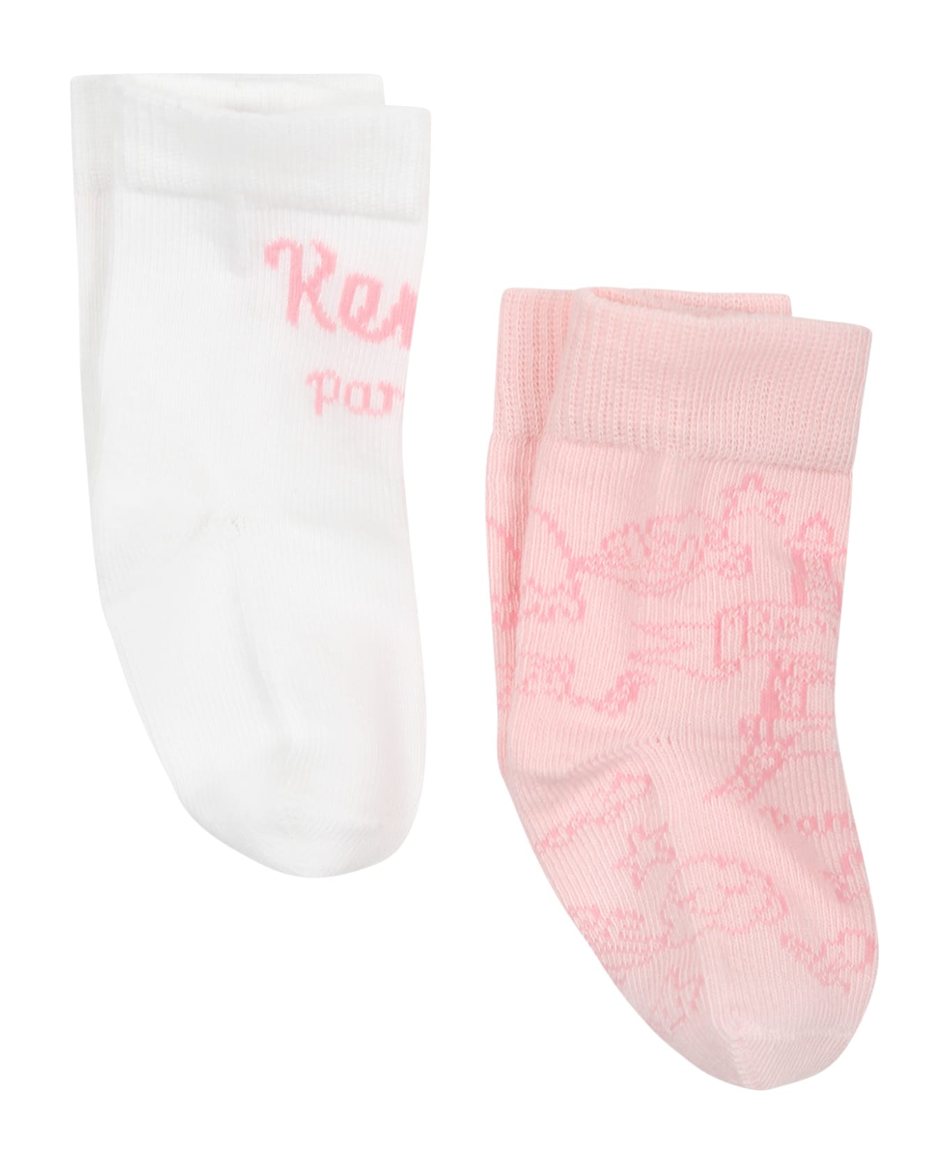 Kenzo Kids Socks Set For Baby Boy With Logo - Pink シューズ