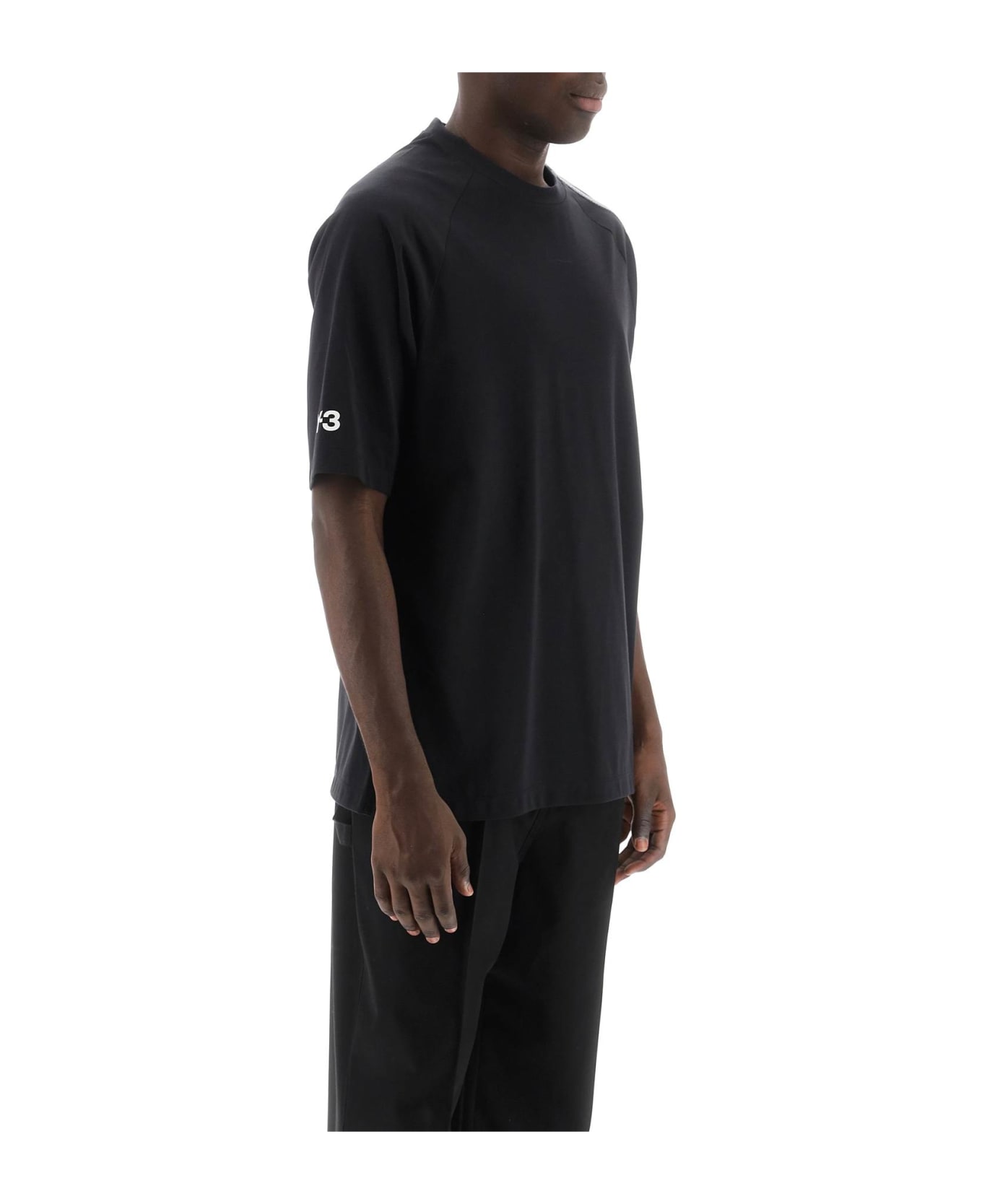 Y-3 3-stripes Crew-neck T-shirt - BLACK OWHITE (Black) シャツ