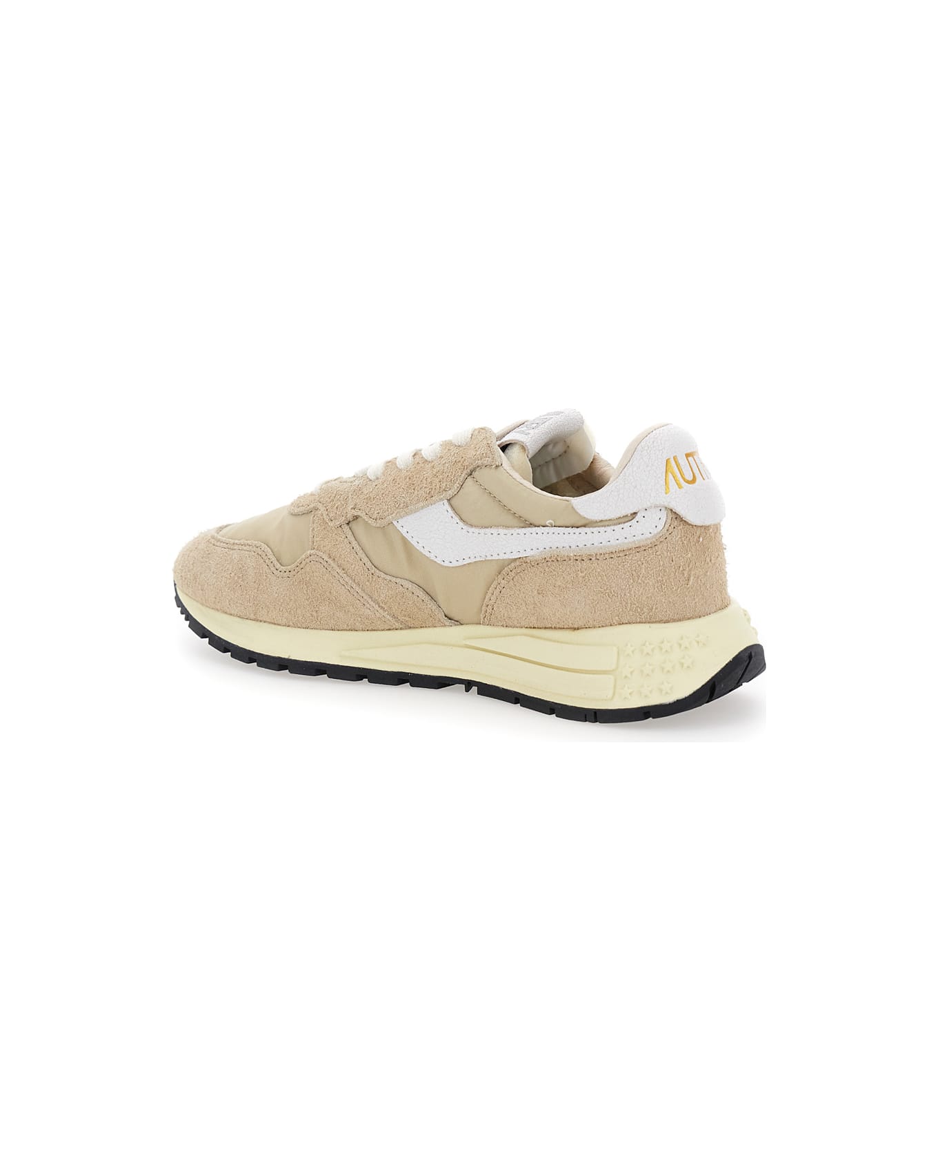 Autry 'reel Wind' Beige Low Top Sneakers With Logo Detail In Suede Woman - Beige