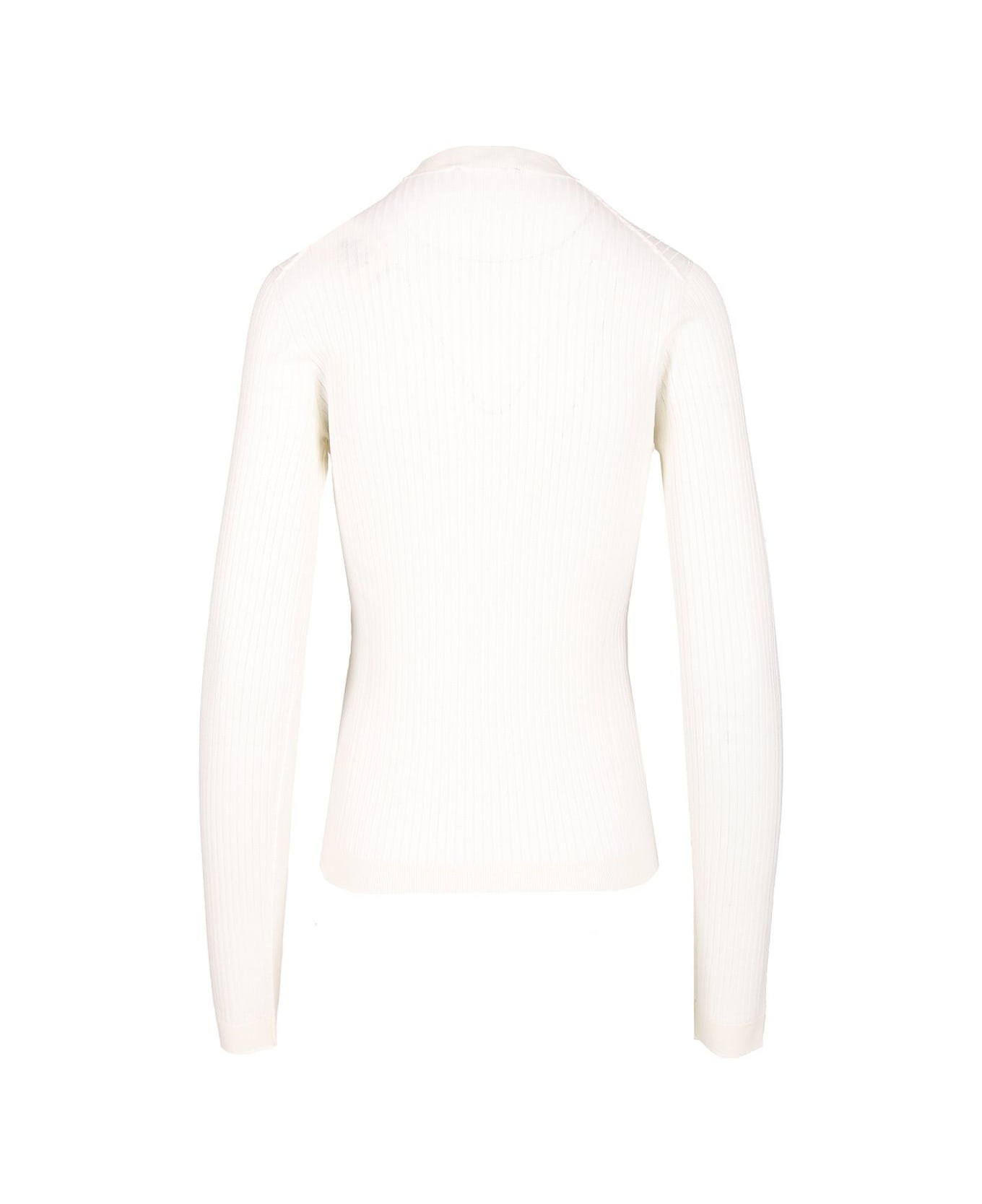 Fendi Slim Fit Ribbed Sweater - White