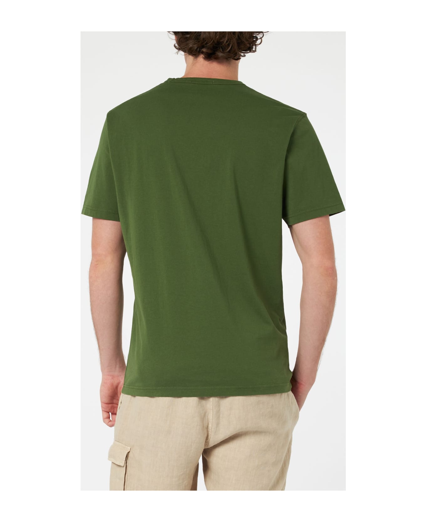 MC2 Saint Barth Man Military Green Cotton Jersey T-shirt Dover With St. Barth Embroidery - GREEN