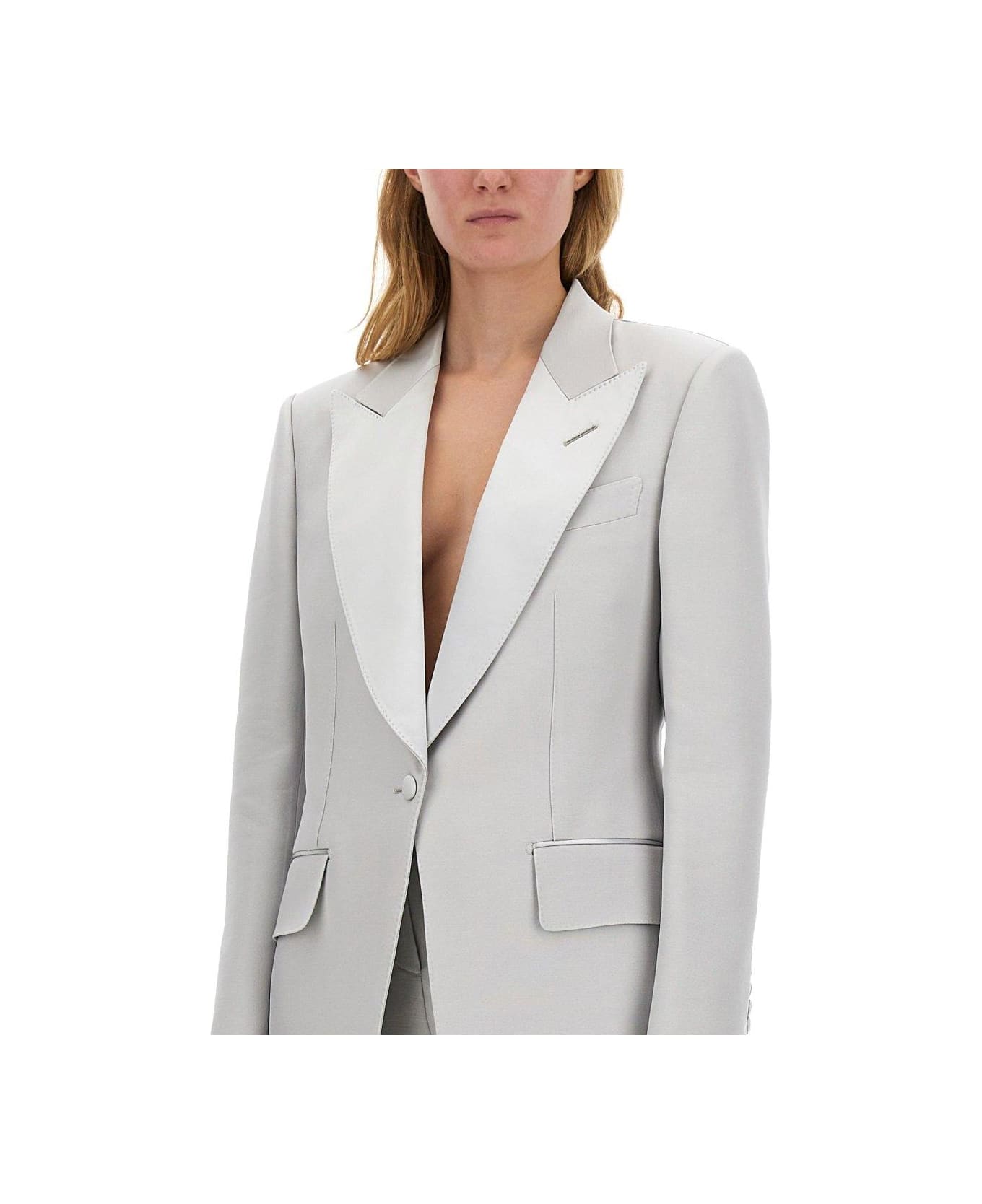 Tom Ford Lustrous Barathea Single-breasted Tuxedo Jacket - GREY