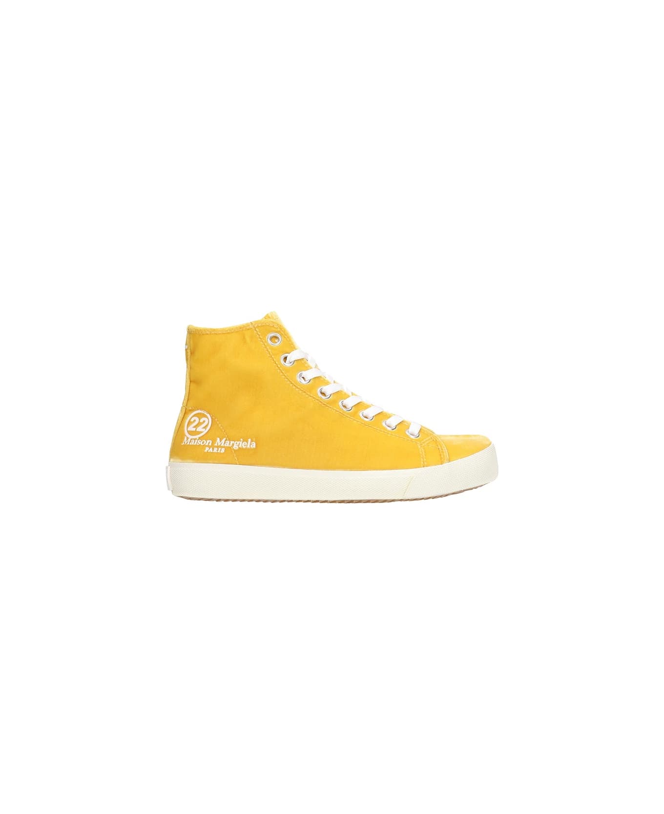 Maison Margiela Sneakers In Yellow Velvet - yellow