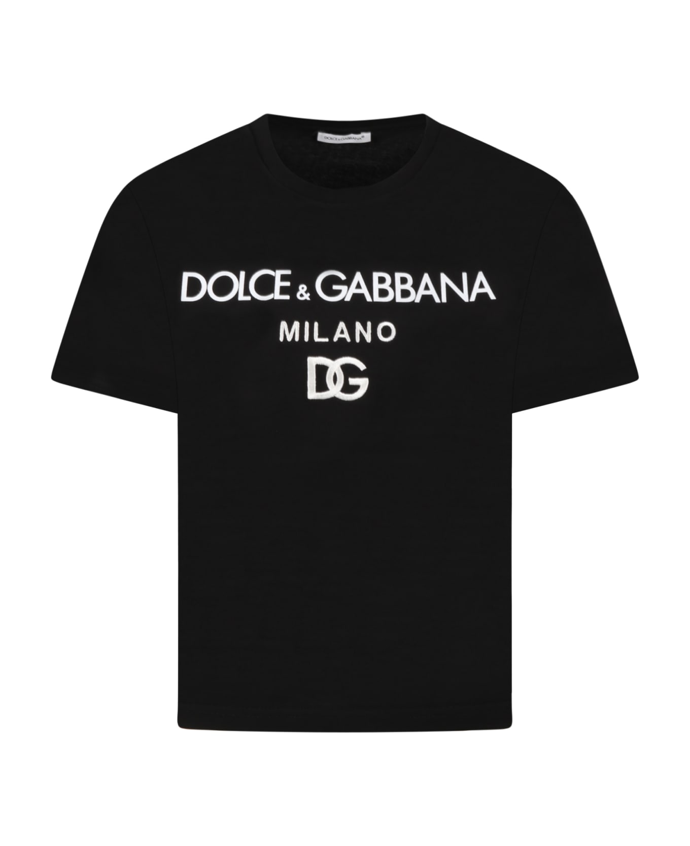 Dolce & Gabbana Black T-shirt For Kids With Logos - Black