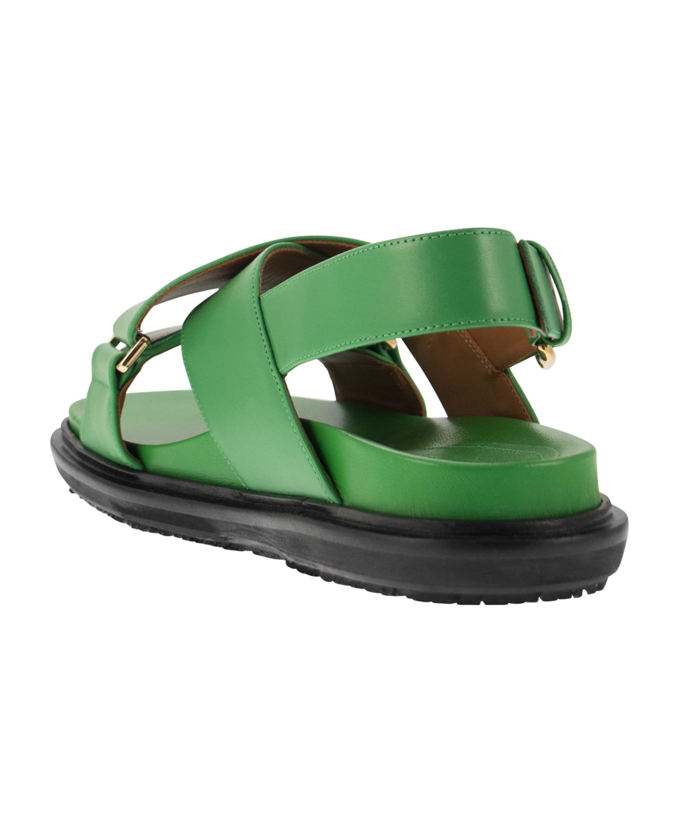 Marni Green Leather Fussbett Sandals - Green サンダル