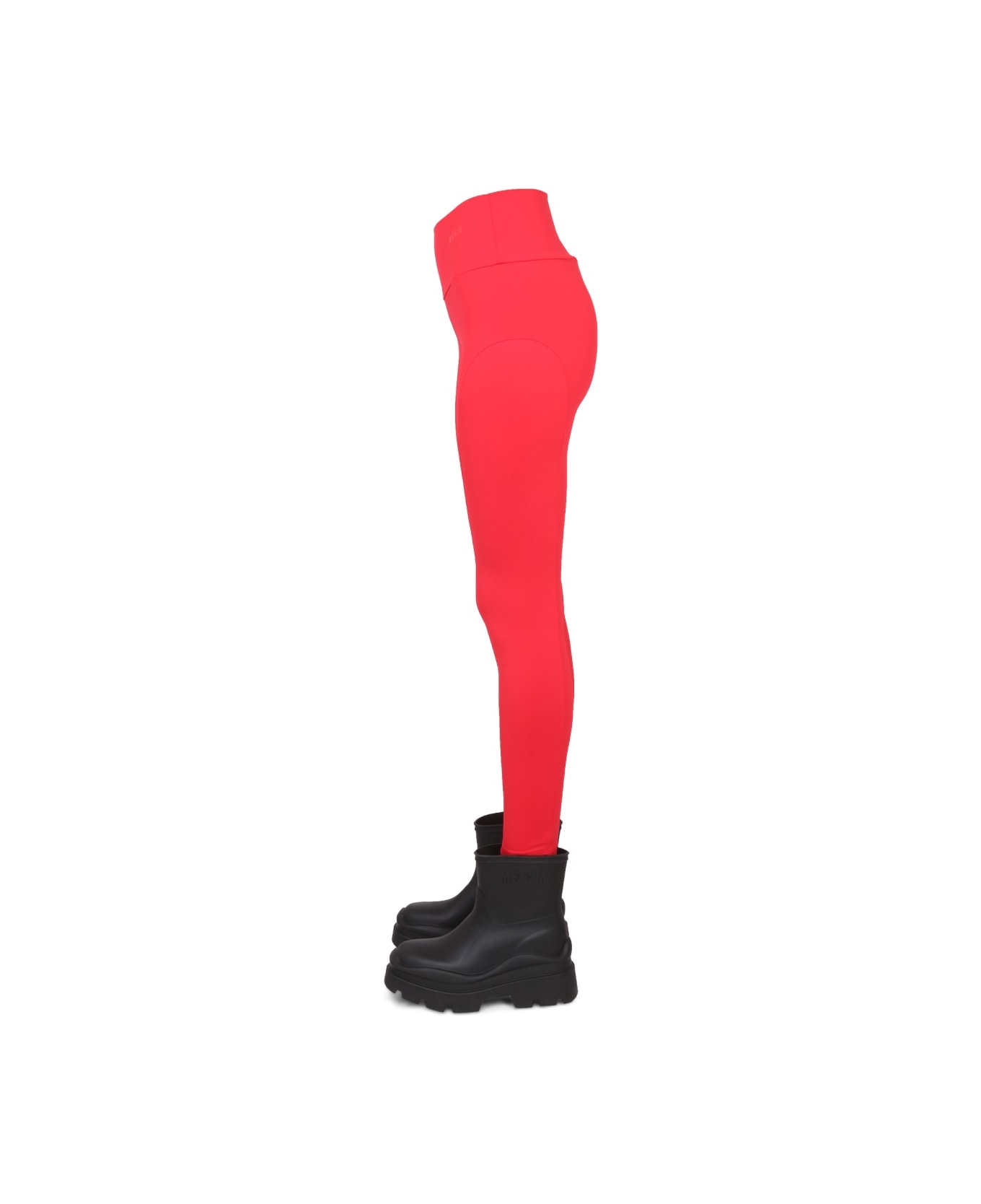 MSGM Leggings With Logo - RED レギンス