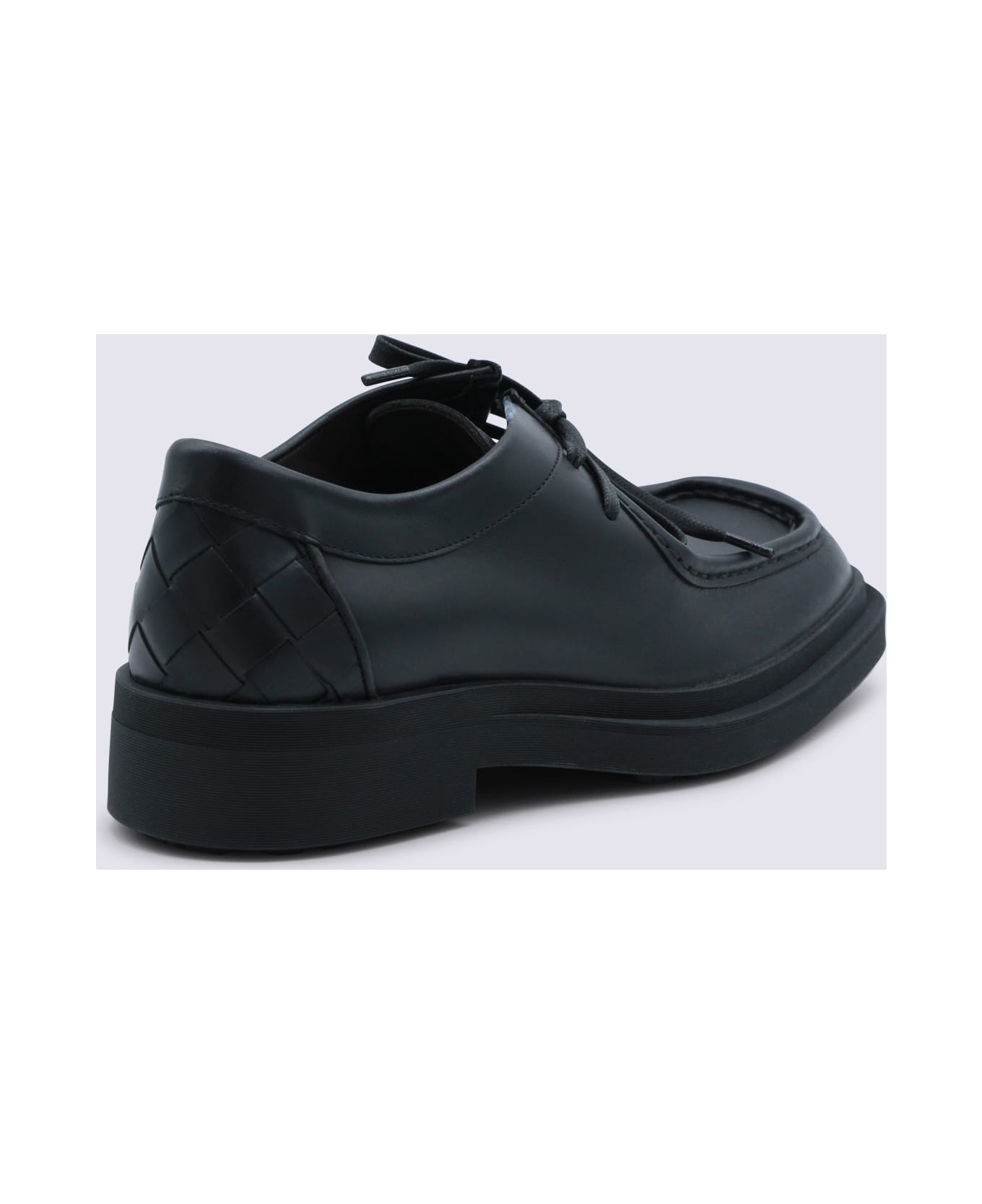 Bottega Veneta Black Leather Lace Up Shoes - Black