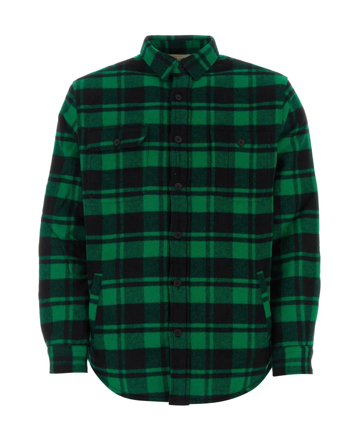 Ralph Lauren Printed Wool Blend Shirt - GREEN/BLACK