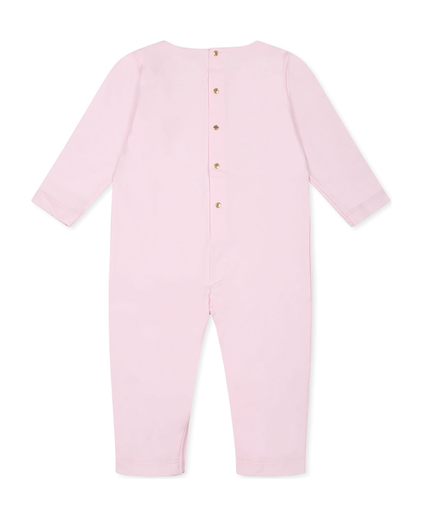 Versace Pink Babygrow For Baby Girl With Logo - Pink
