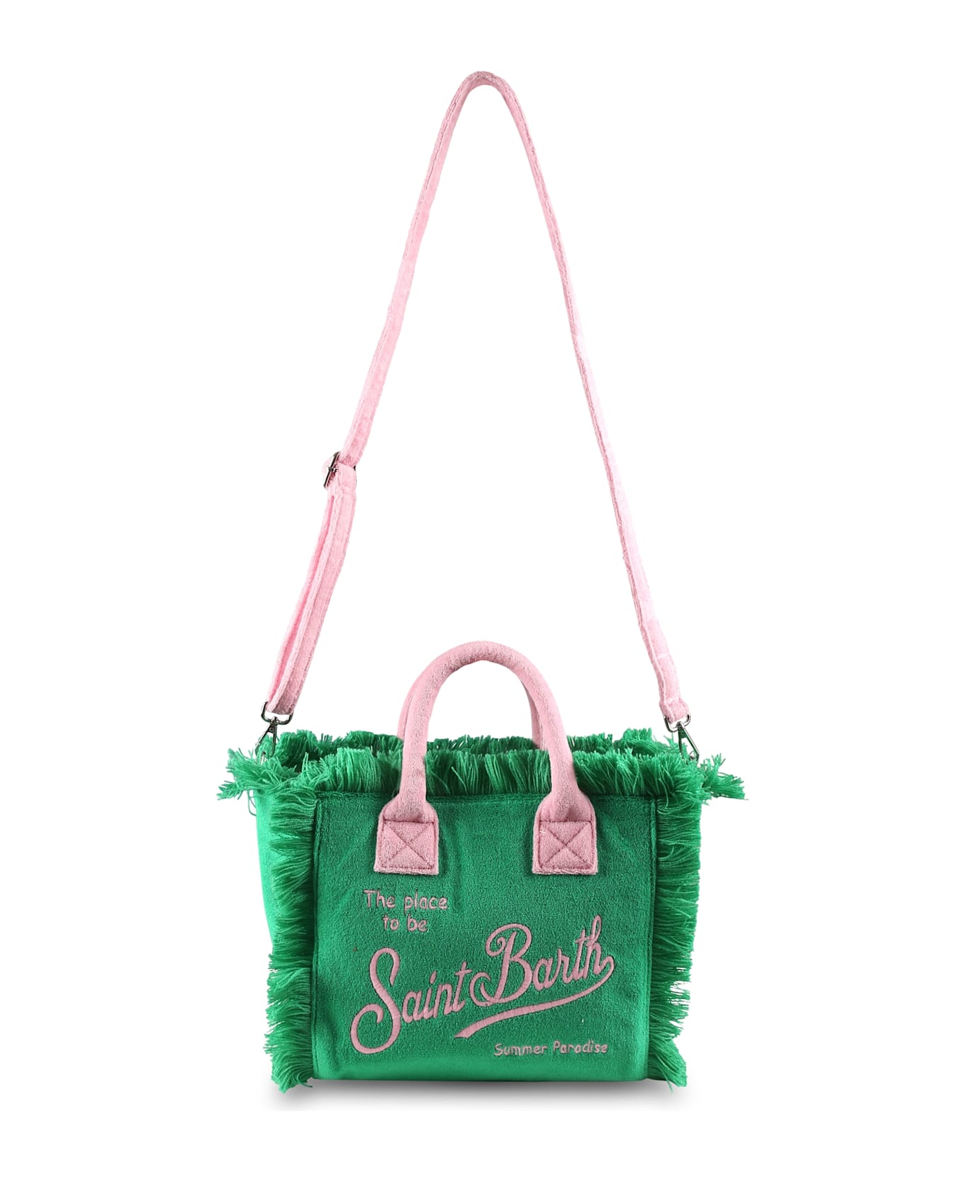MC2 Saint Barth Green Beach Bag For Girl With Logo - Green