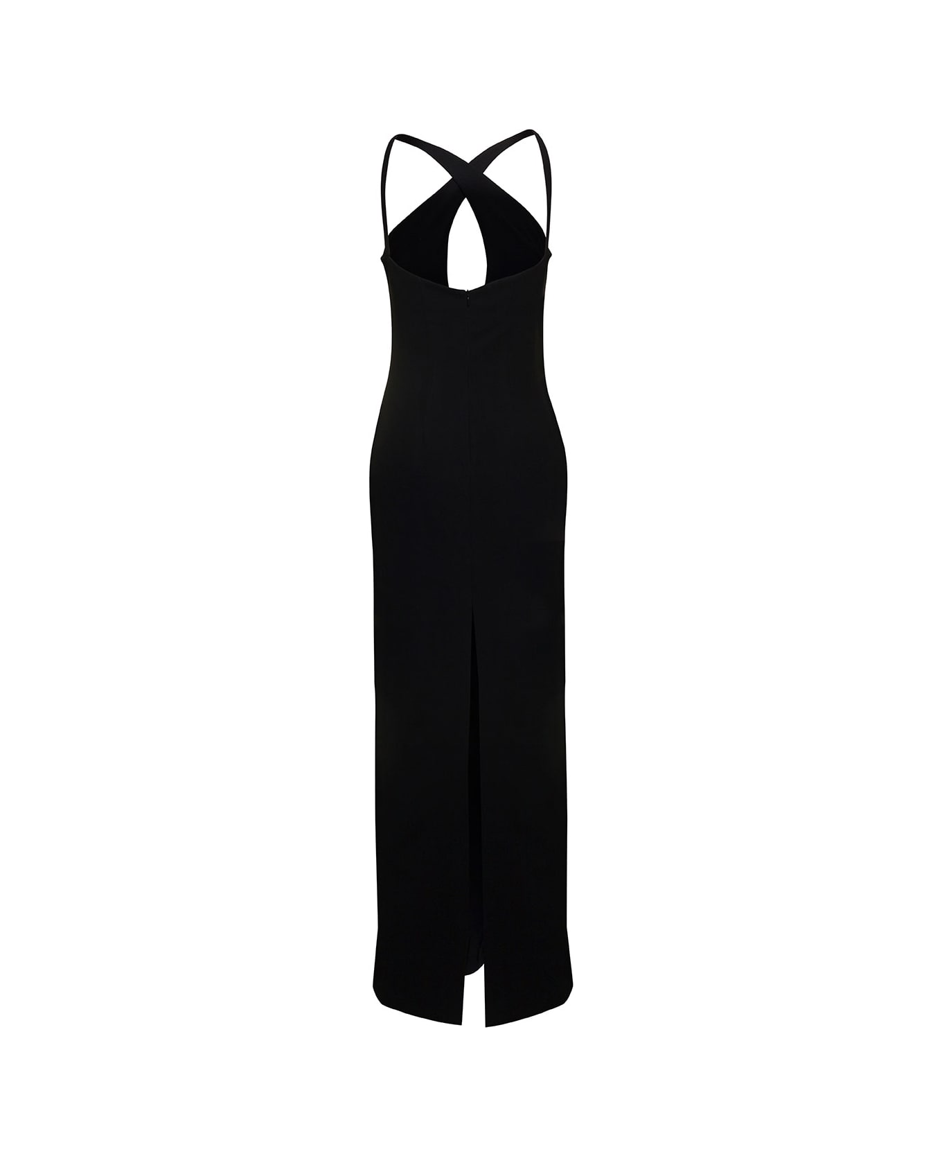 Monot Black Halterneck Petal Cutout Dress In Tech Fabric Woman - Black
