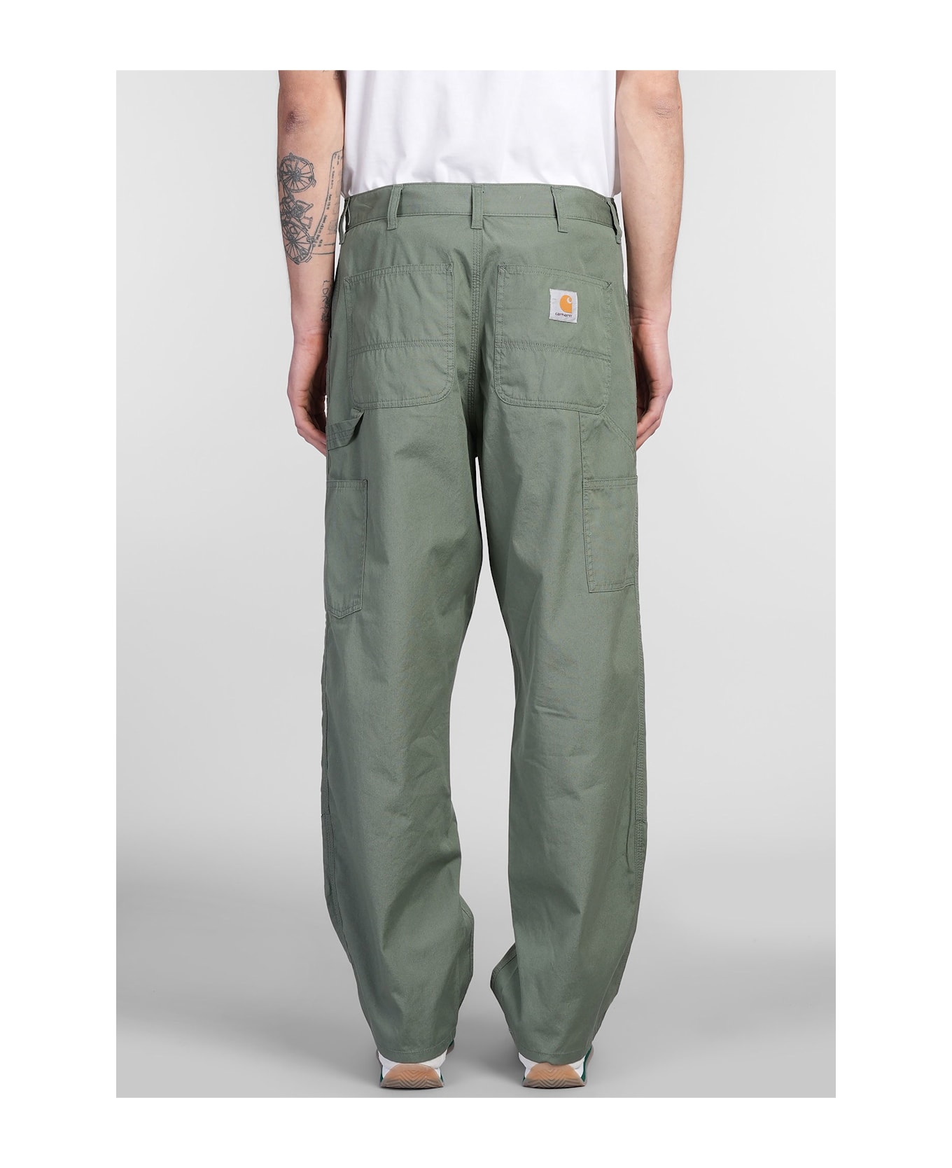 Carhartt Double Knee Pants In Green Cotton - green
