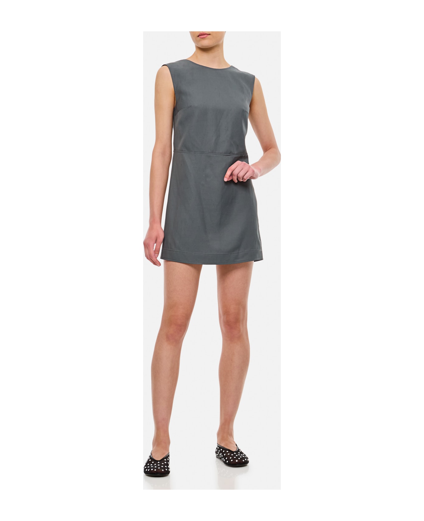 Loulou Studio Openback Sleeveless Short Dress - Grey