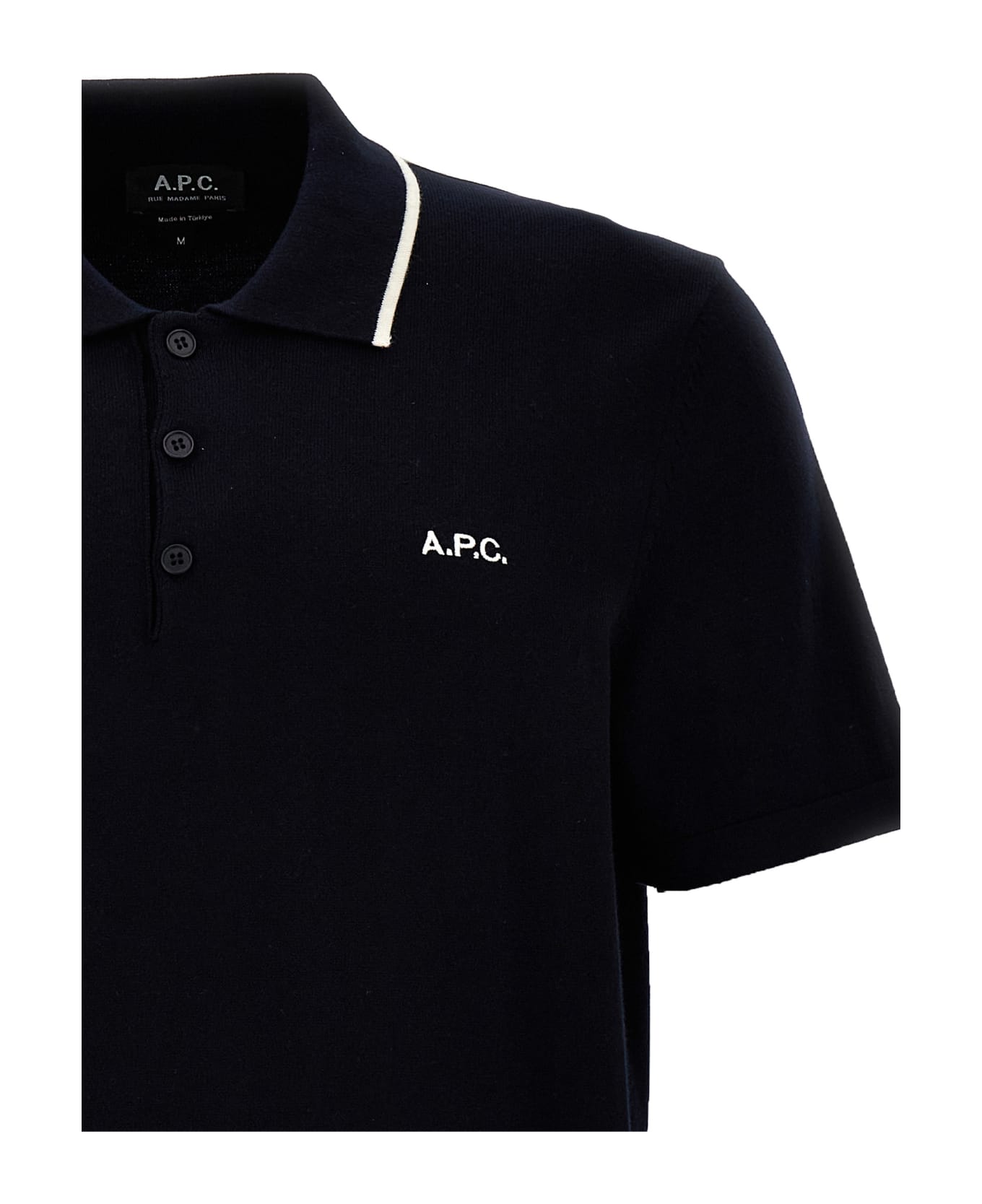 A.P.C. Logo Embroidered Short-sleeved Polo Shirt - Iaj Marine