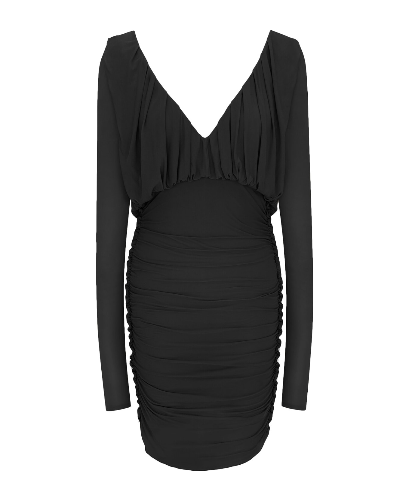 Saint Laurent Cupro Dress With Drapery - Black ワンピース＆ドレス