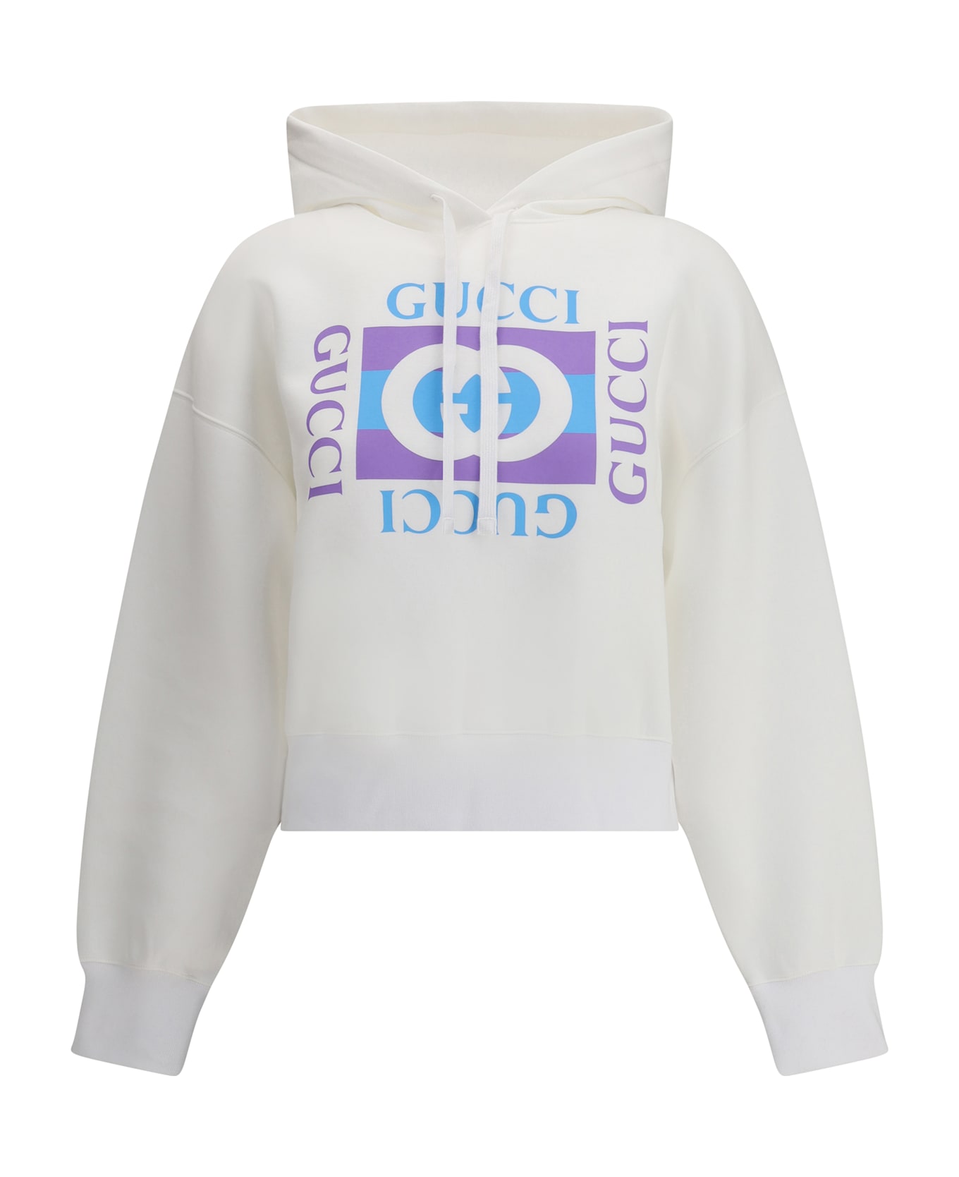Gucci Printed Logo Hoodie - WHITE