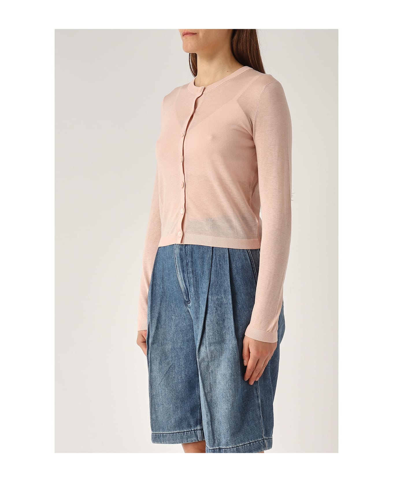 Michael Kors Ctn Silk Crew Nk Cardigan Cardigan - ACQUA DI ROSE