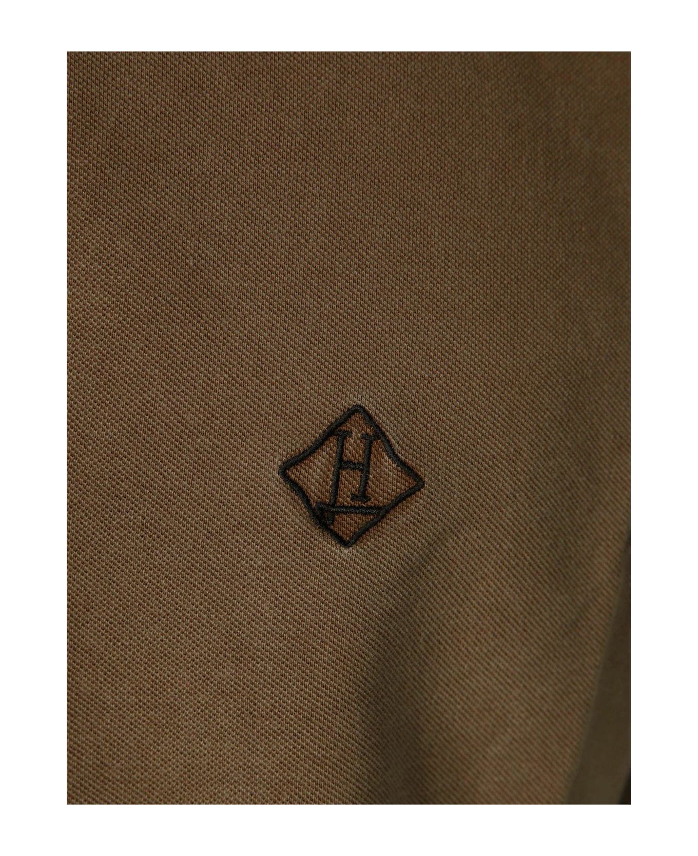 Herno Logo Embroidered Polo Shirt - Camel