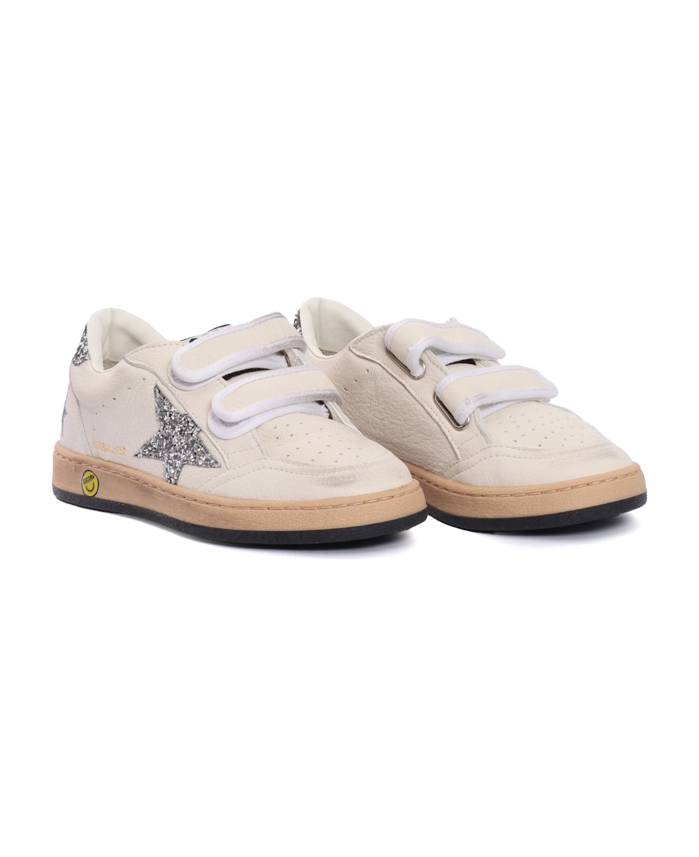 Golden Goose Ballstar Strap Nappa Upper Glitter Star And Heel Sneakers - WHITE シューズ