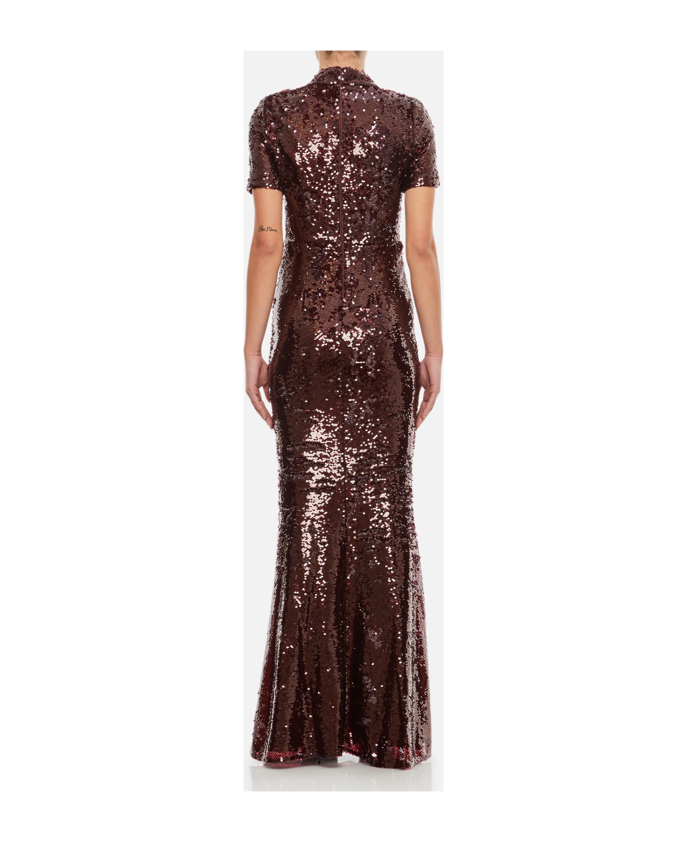 self-portrait Brown Sequin Maxi Dress - Brown