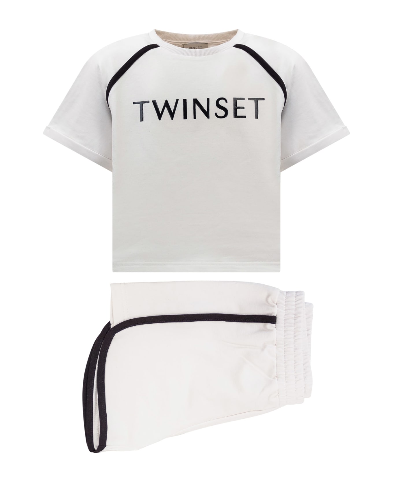 TwinSet T-shirt And Shorts Set - BIC.LUCENT WHITE/NERO