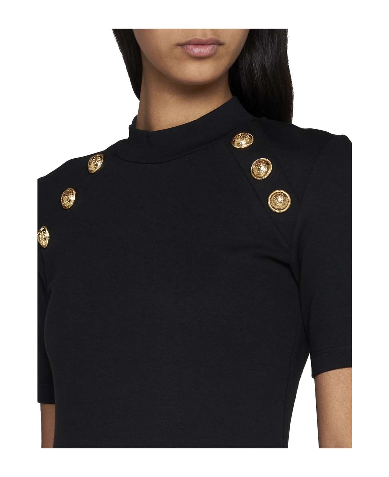 Balmain 6-button Knit T-shirt - Black Tシャツ