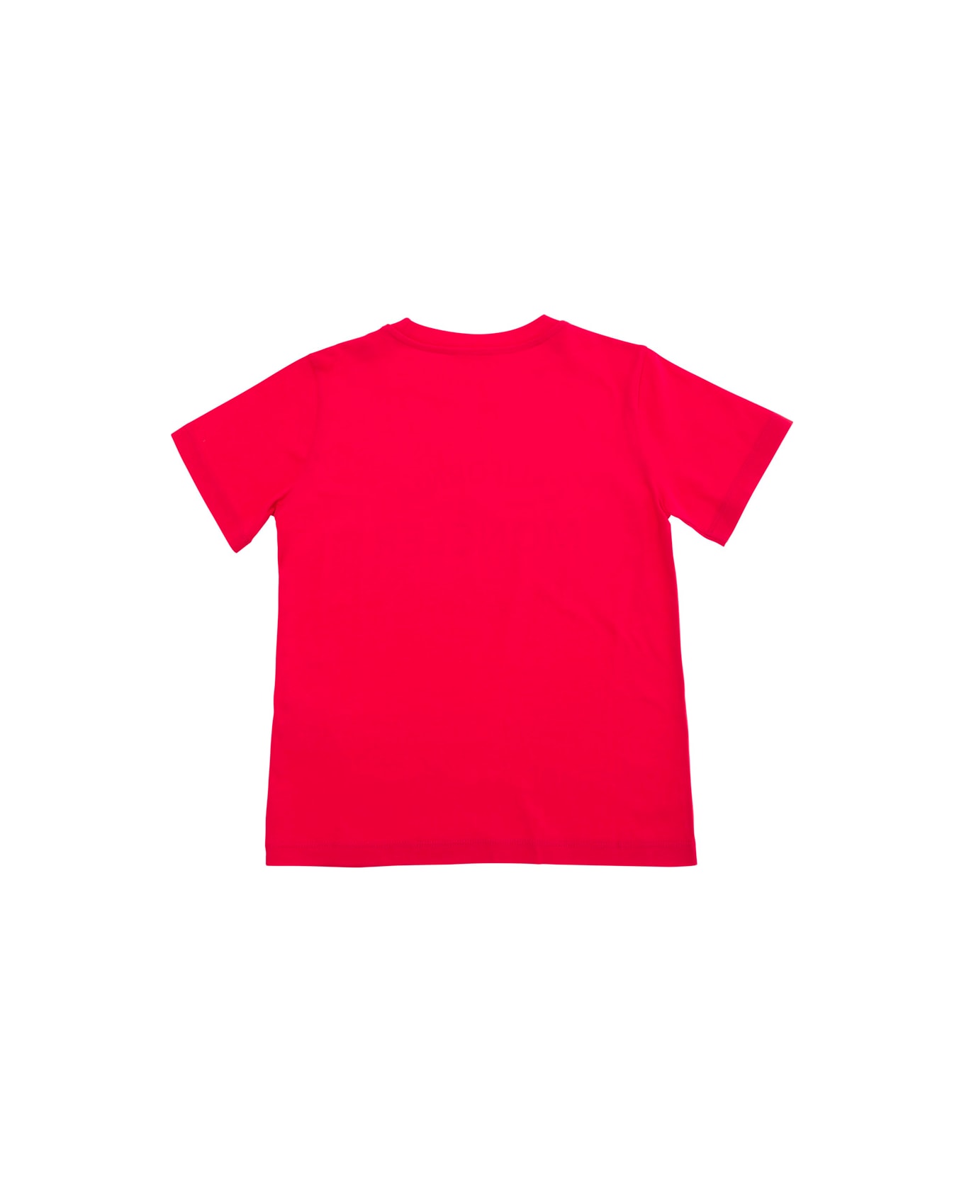 Moncler Red Crewneck T-shirt With Logo Print And Patch In Cotton Boy - Red