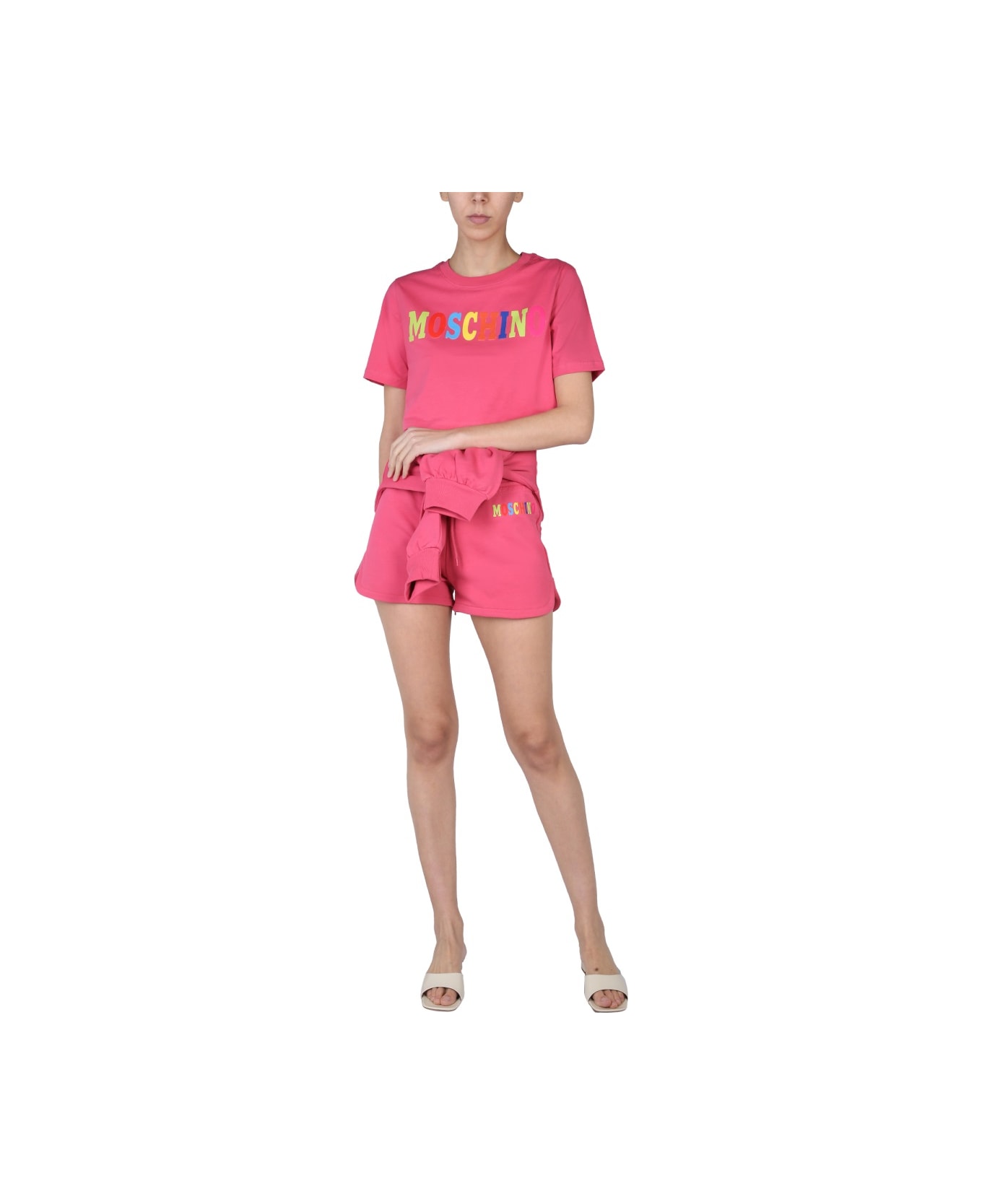 Moschino Multicolor Logo Shorts - FUCHSIA