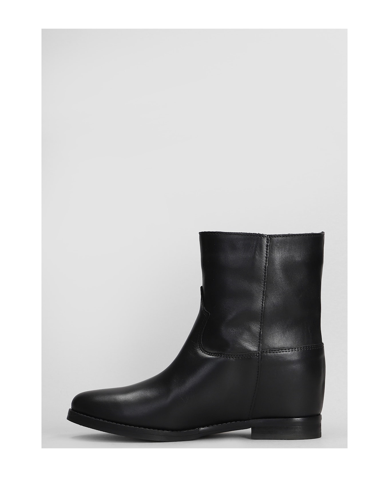 Julie Dee Texan Ankle Boots In Black Leather - black