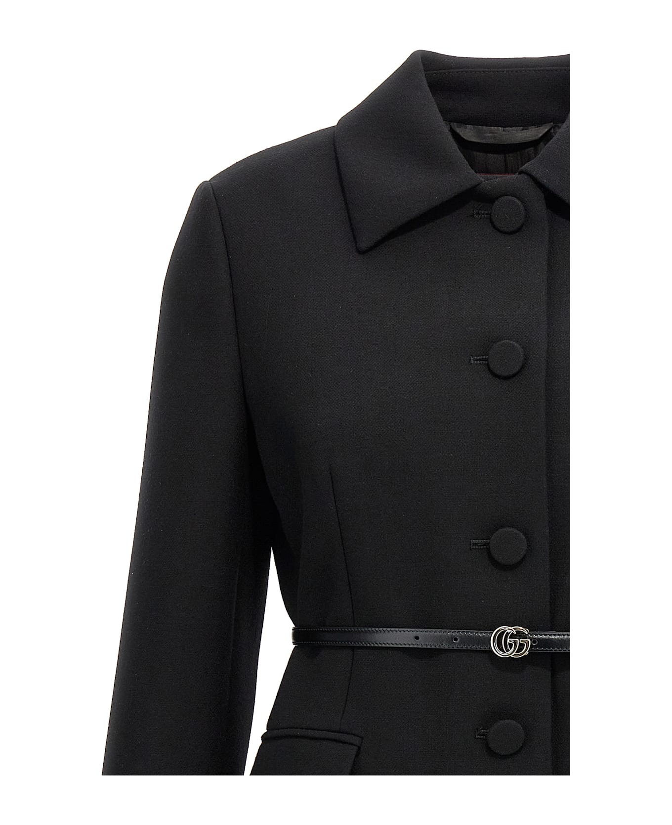 Gucci Wool Crêpe Coat - Black