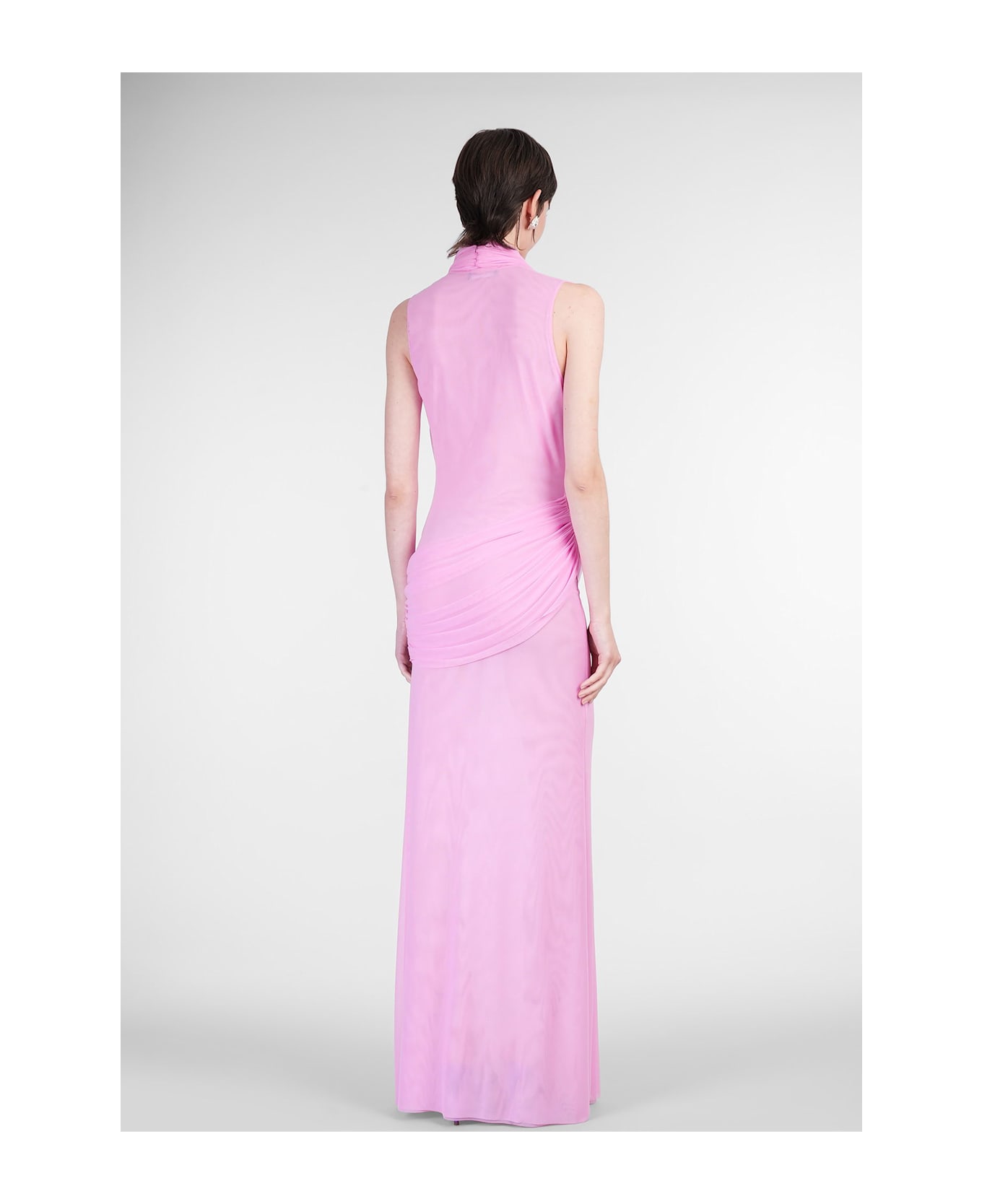 David Koma Long Dress In Rose-pink Polyamide - rose-pink