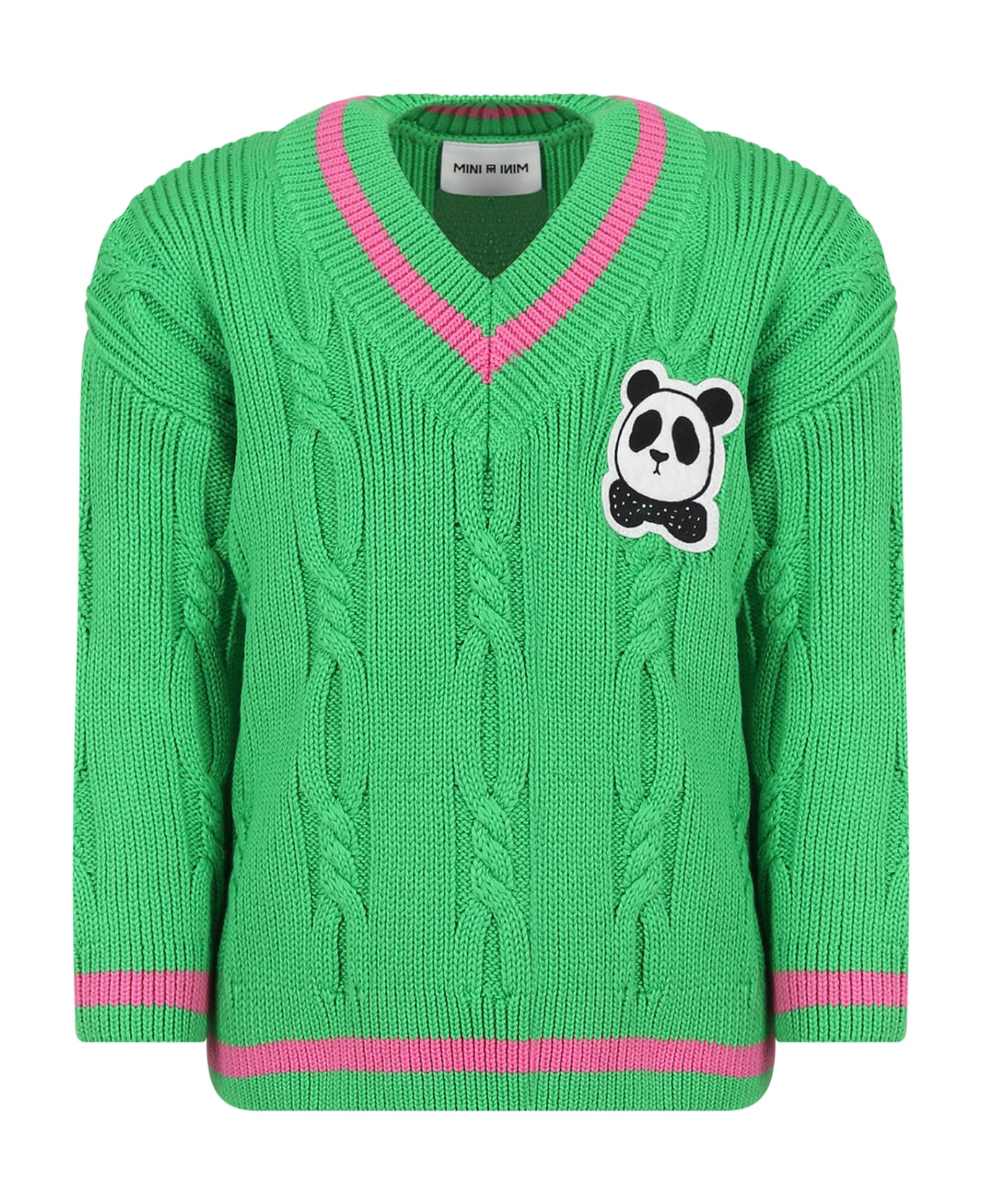 Mini Rodini Green Sweater For Girl - Green ニットウェア＆スウェットシャツ