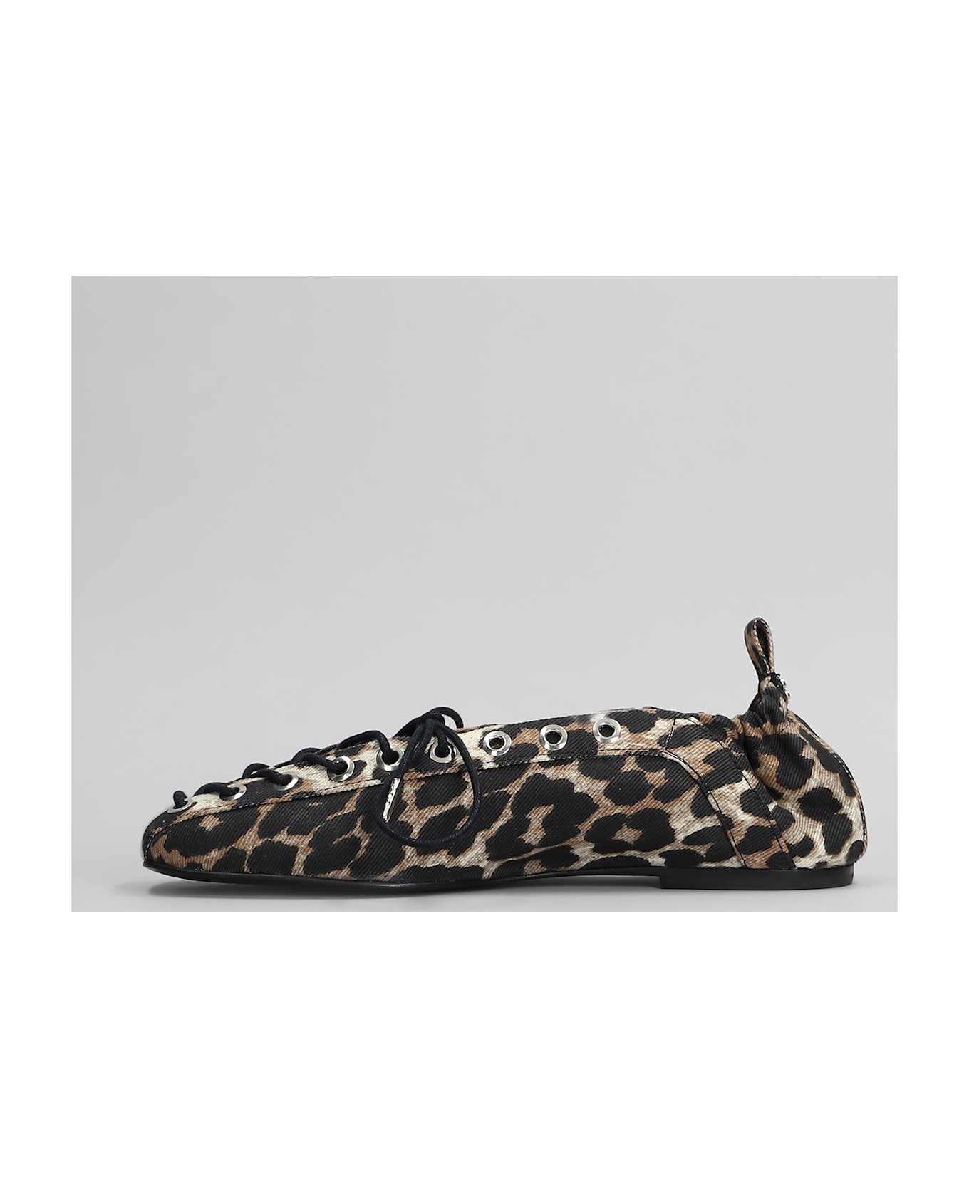 Ganni Ballet Flats In Animalier Cotton - Animalier