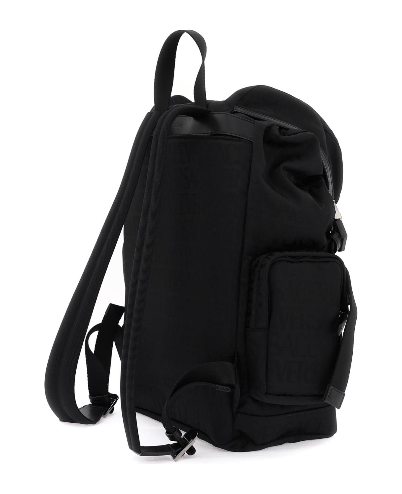 Versace Allover Neo Nylon Backpack - BLACK RUTHENIUM (Black)