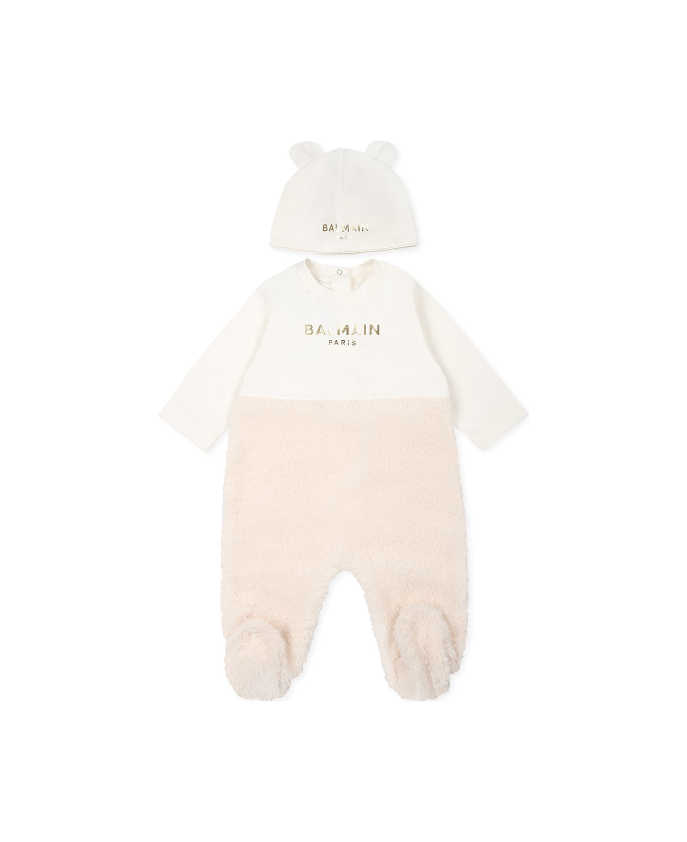 Balmain Ivory Babygrow Set For Babykids With Logo - Ivory