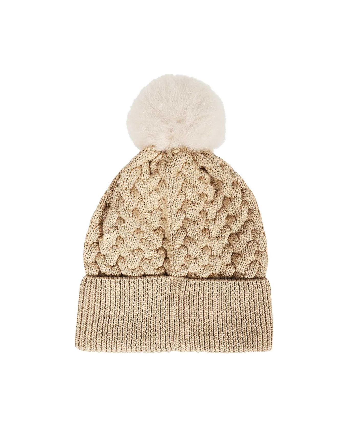 Parajumpers Knitted Beanie With Pom-pom - Camel