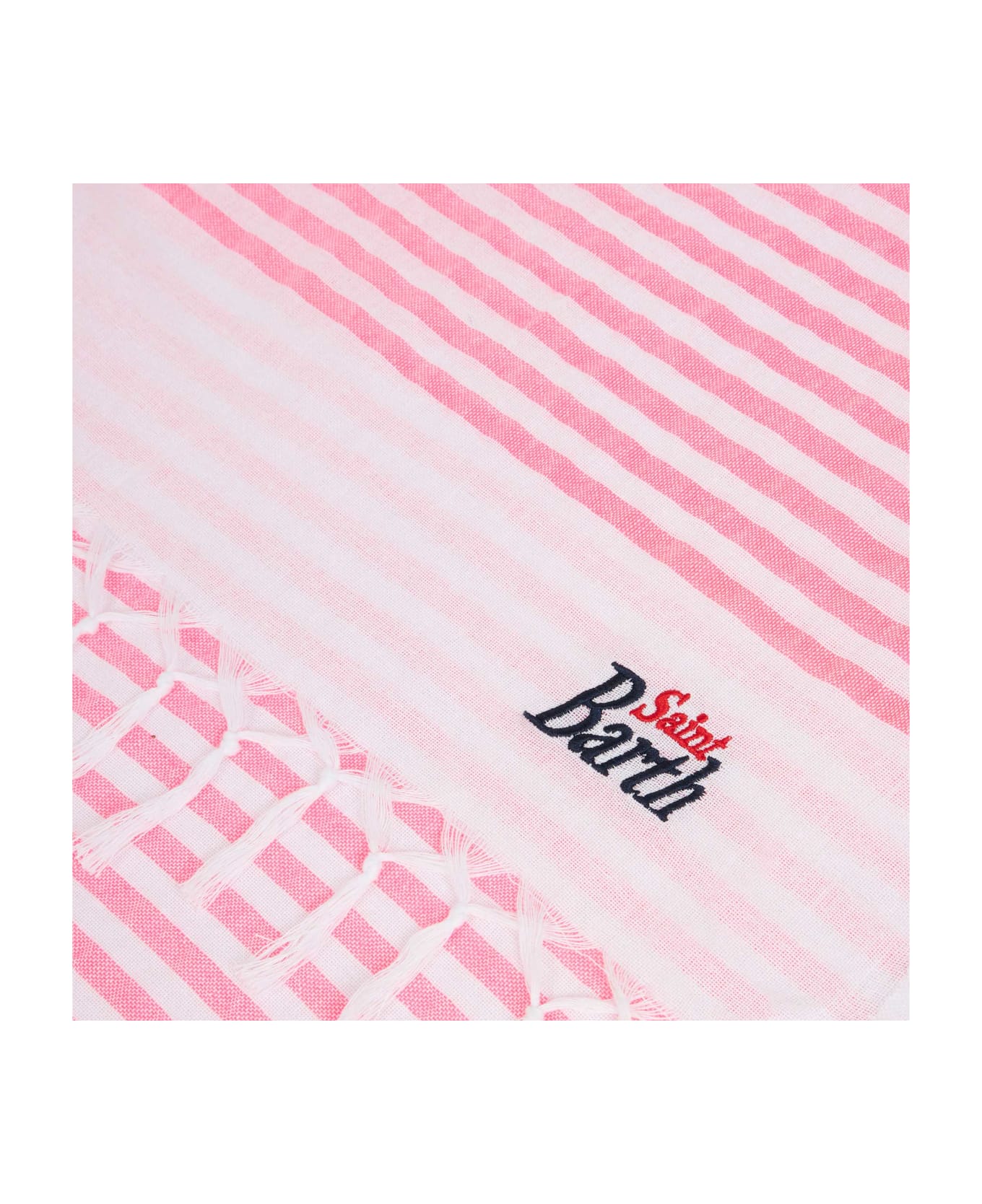 MC2 Saint Barth Fluo Pink Striped Ultralight Cotton Towel - PINK