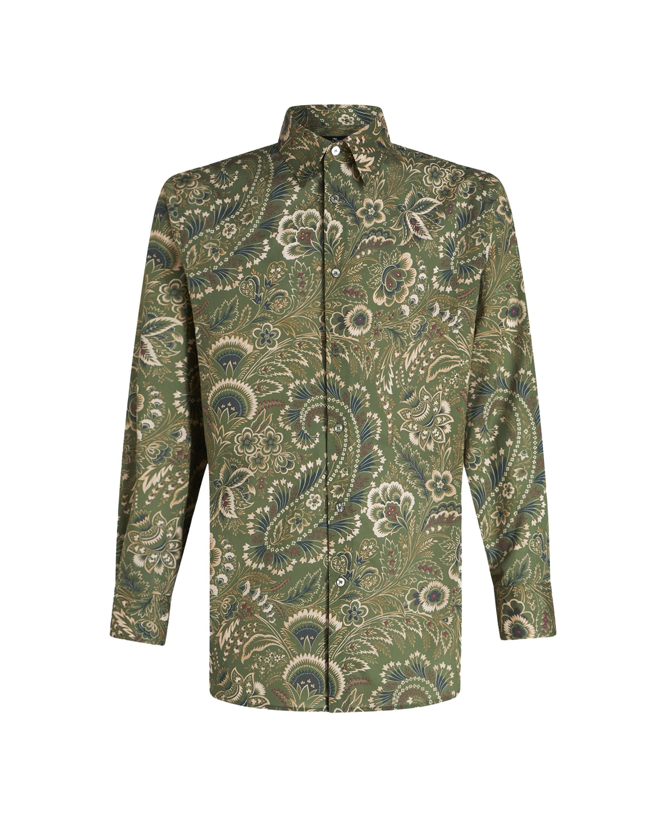 Etro Green Cotton Shirt With Paisley Floral Pattern - Green シャツ