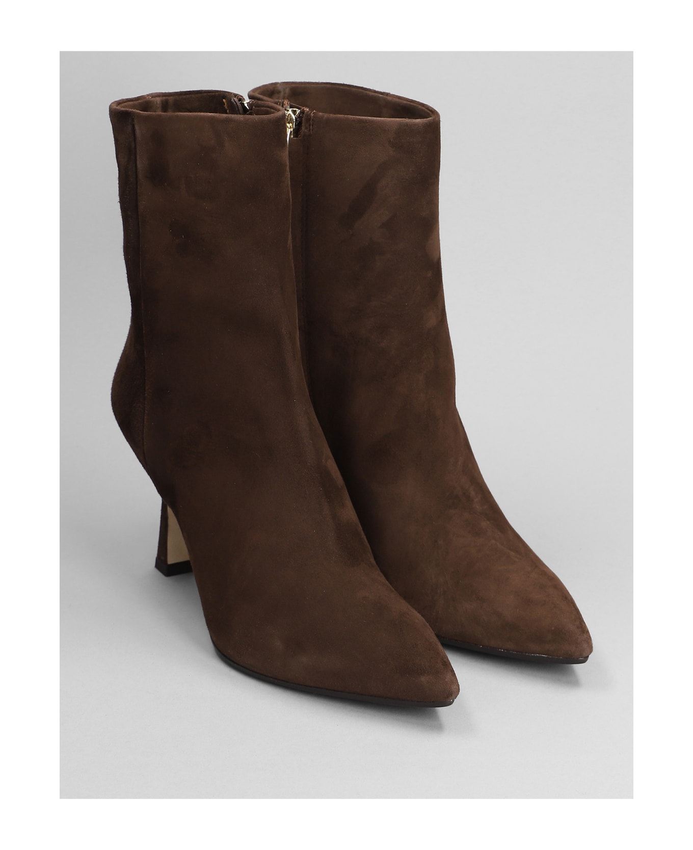 The Seller High Heels Ankle Boots In Dark Brown Suede - dark brown