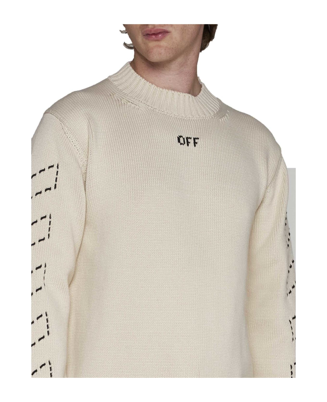 Off-White Diagonal Arrow Sweater With Logo - Beige ニットウェア