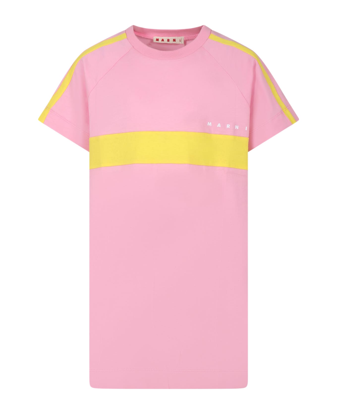 Marni Pink Dress For Girl With Logo - Pink ワンピース＆ドレス