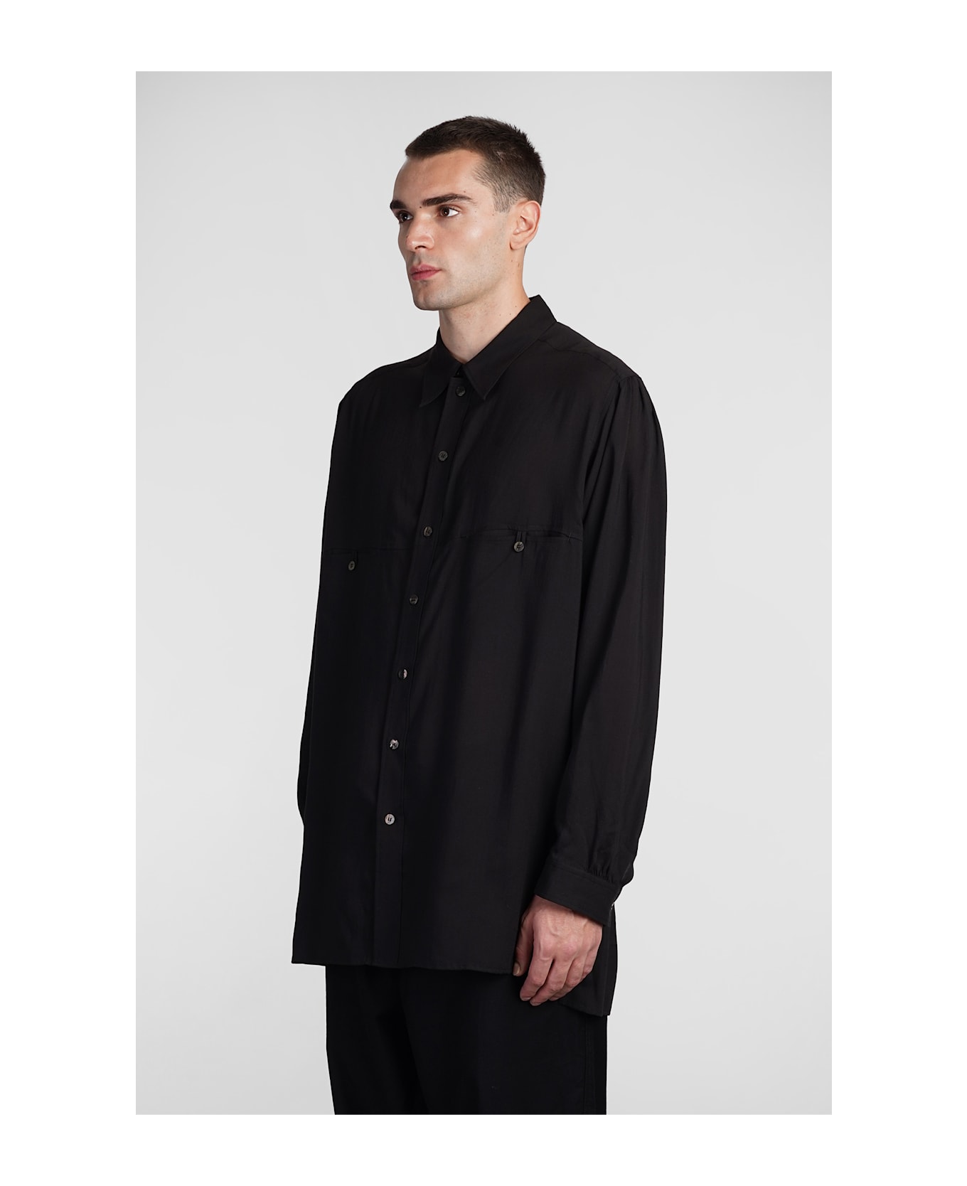 Yohji Yamamoto Shirt In Black Cellulose - black