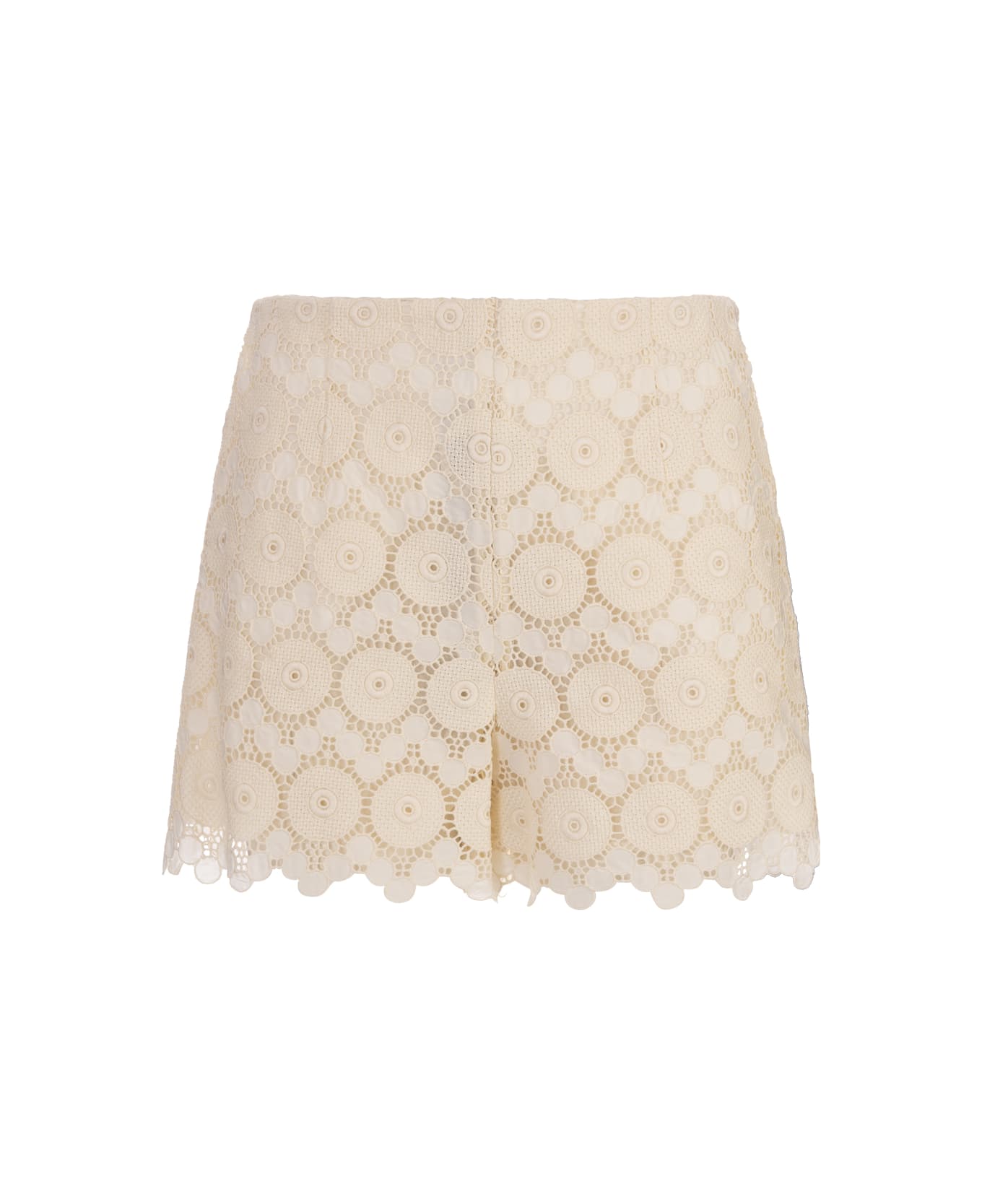 La DoubleJ Margarita Shorts In Evil Eye Ivory In Macrame - White